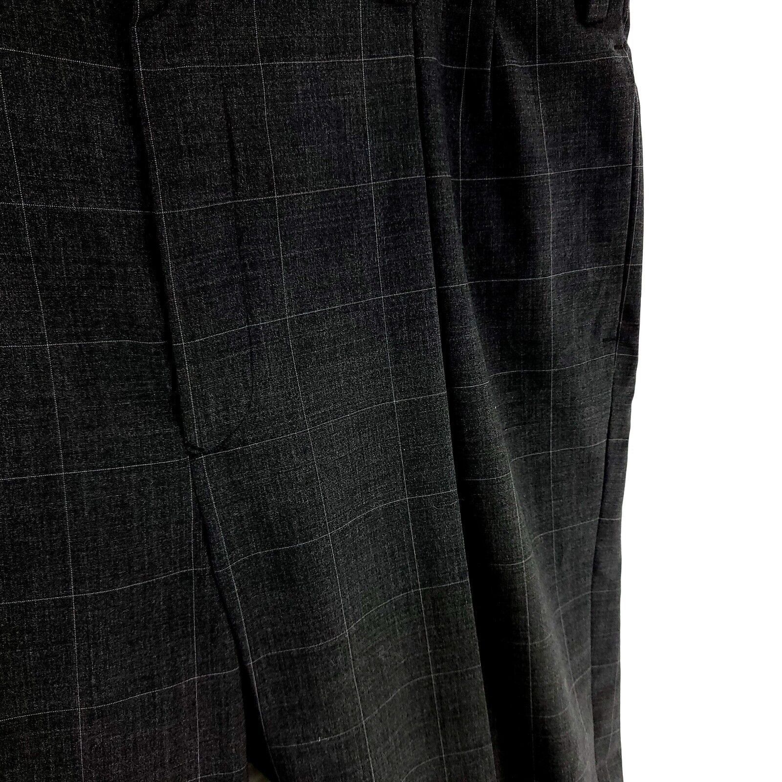 Nautica DAMAGED Nautica Rigger Wool Polyester Gray Windowpane Pleate Size 40R - 2 Thumbnail