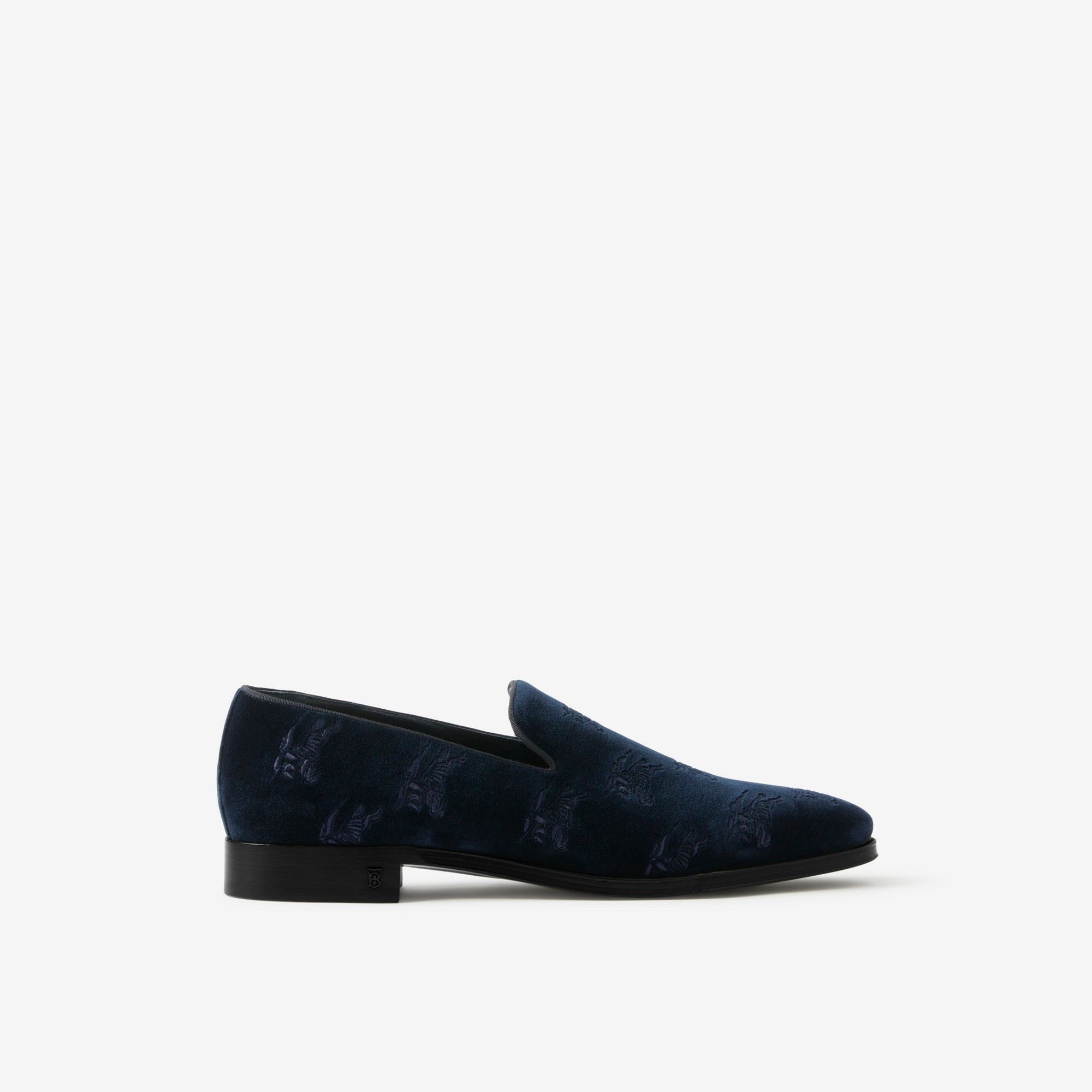 Burberry o1w1db10125 Embroidered EKD Velvet Loafers in Navy Blue Size US 10 / EU 43 - 1 Thumbnail