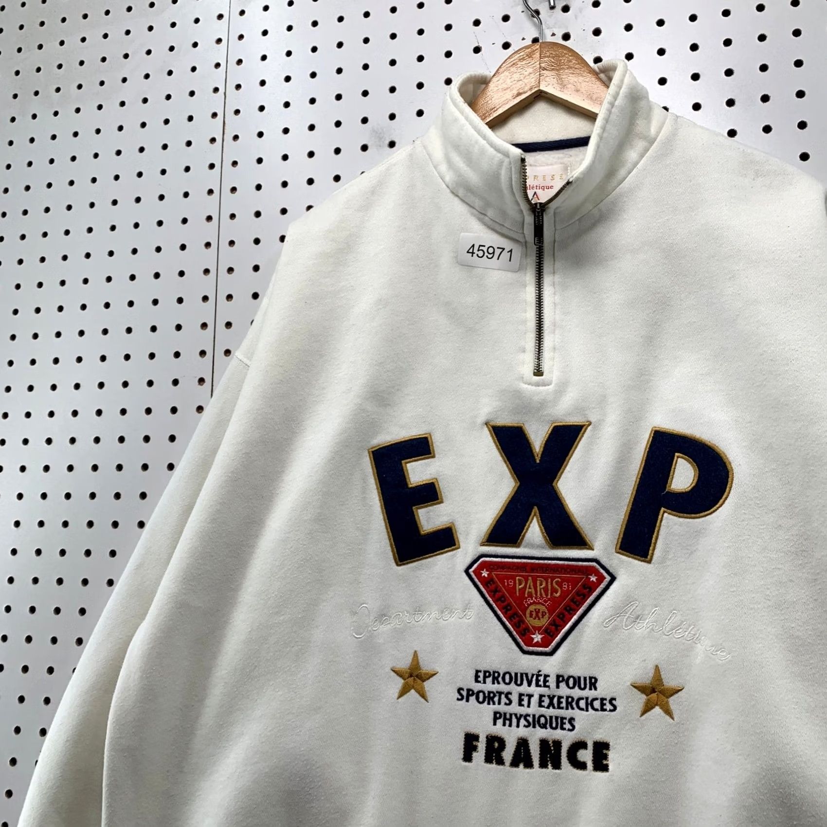 Express VINTAGE Express Sweatshirt Mens XL White Oversized 1/4 Zip Fleece Embroidered Size US XL / EU 56 / 4 - 7 Thumbnail
