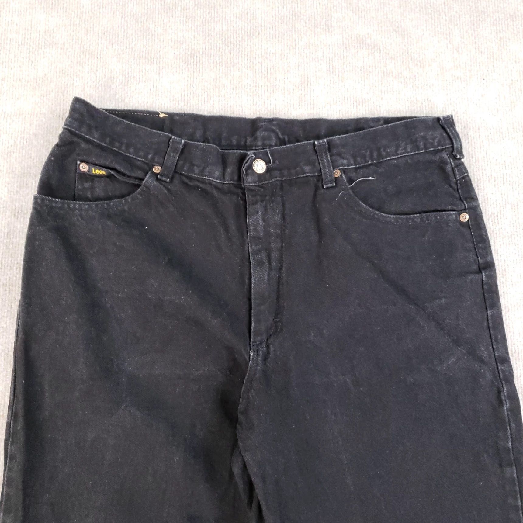 Lee VINTAGE Lee Jeans Men 38x32 (36x31) Black Straight Fit Classic Casual Y2K Lee Genuine Jeans Mens Regular 38 Black Denim Pockets Zip Cotton Cotton Size US 38 / EU 54 - 2 Thumbnail