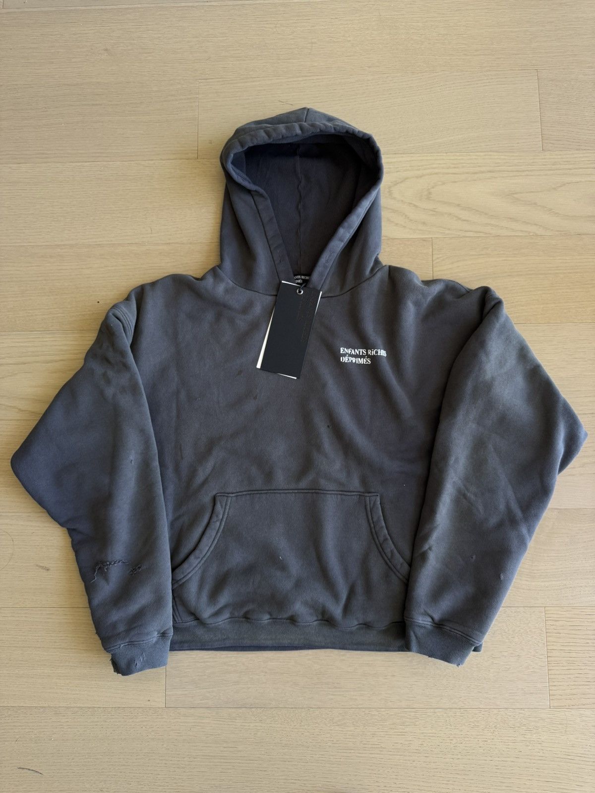 ERD distressed thermal lined hoodie