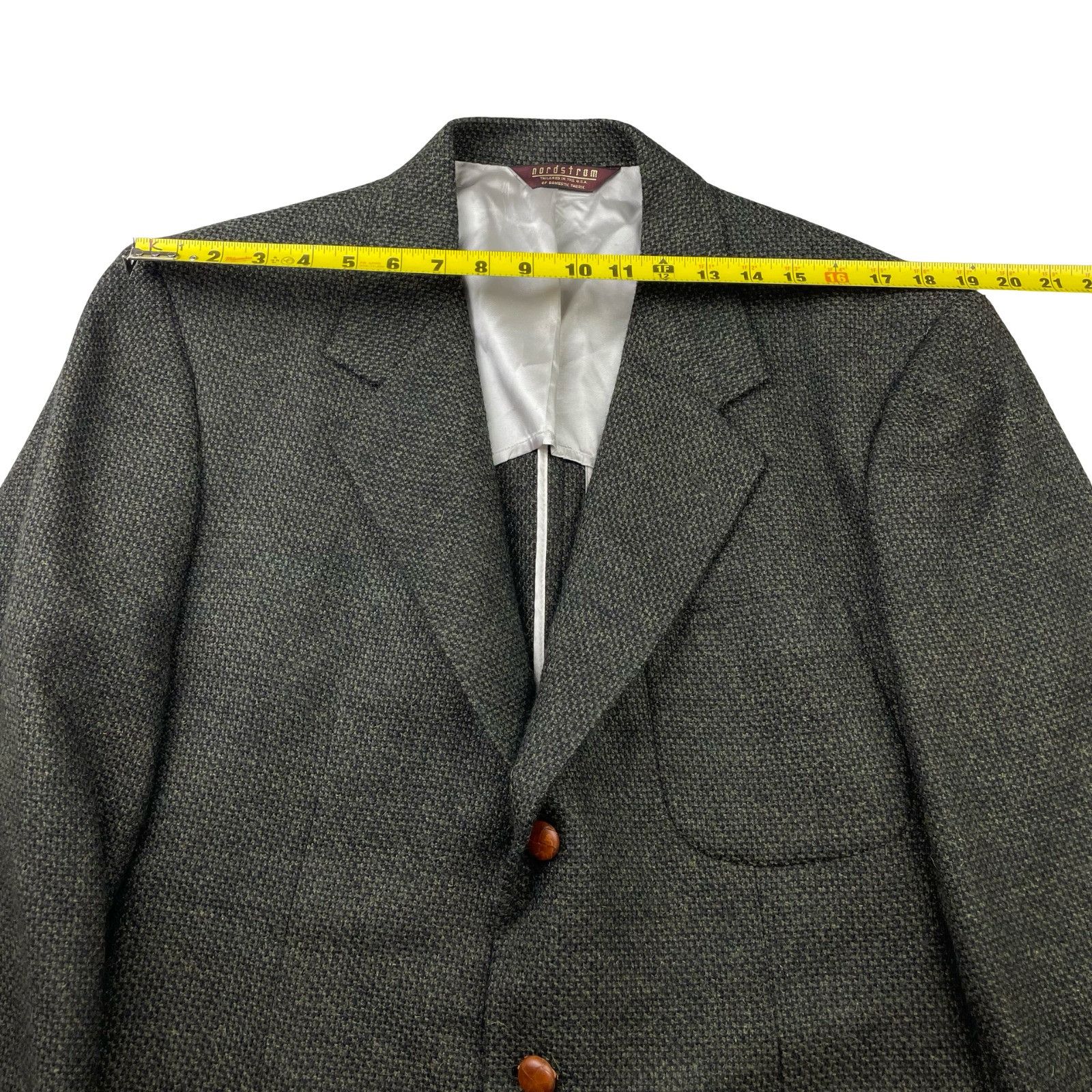 Nordstrom Nordstrom Men's 100% Wool 3-Button Tweed Blazer Green/Elbow Size 42L - 10 Thumbnail