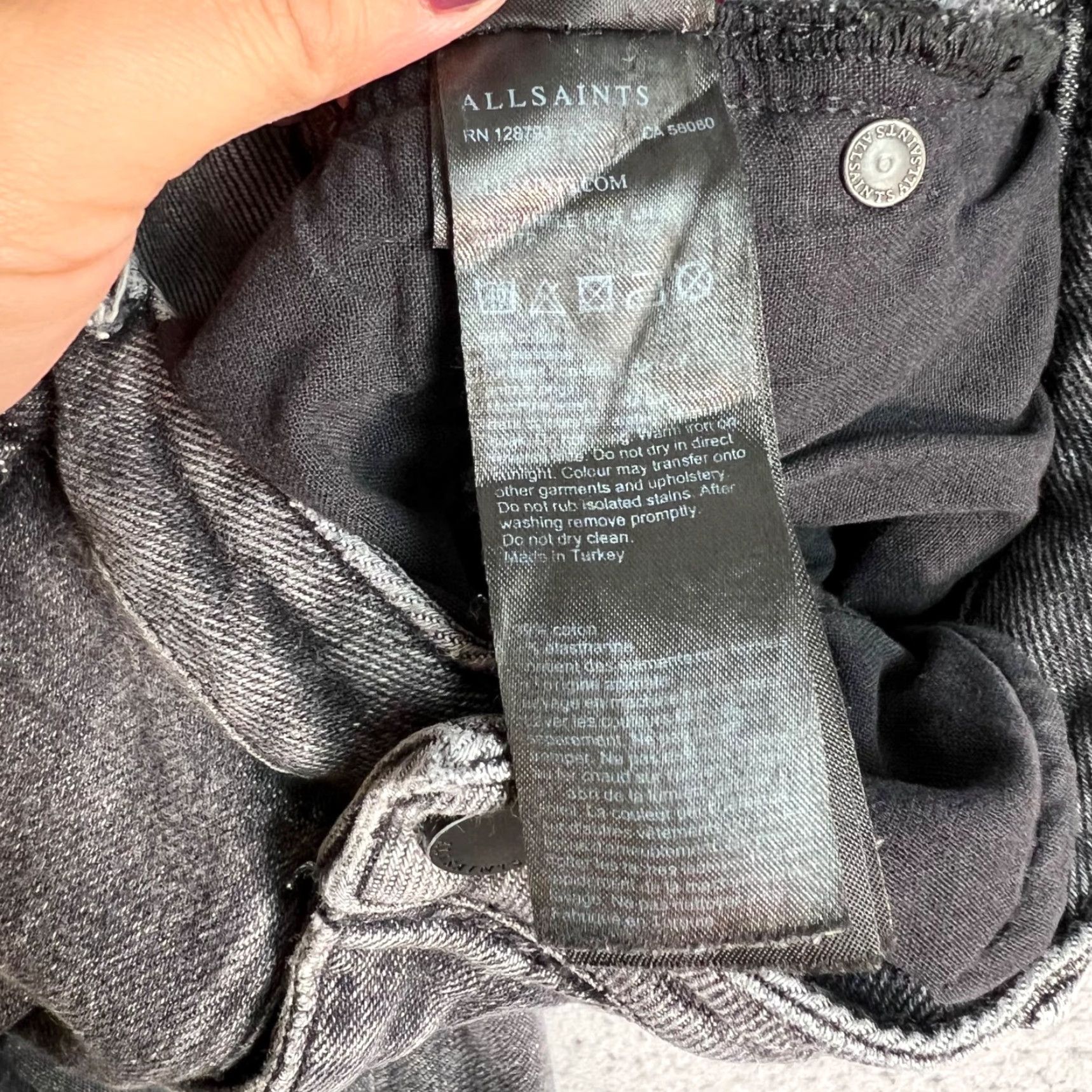 Allsaints AllSaints Womens Jeans Skinny Distressed 30 Gray Denim 5-Pocket Inseam 27 Adult Womens Size 30 Regular Slim/Mid Rise Frayed Hem Vintage No Size 30" / US 8 / IT 44 - 4 Thumbnail
