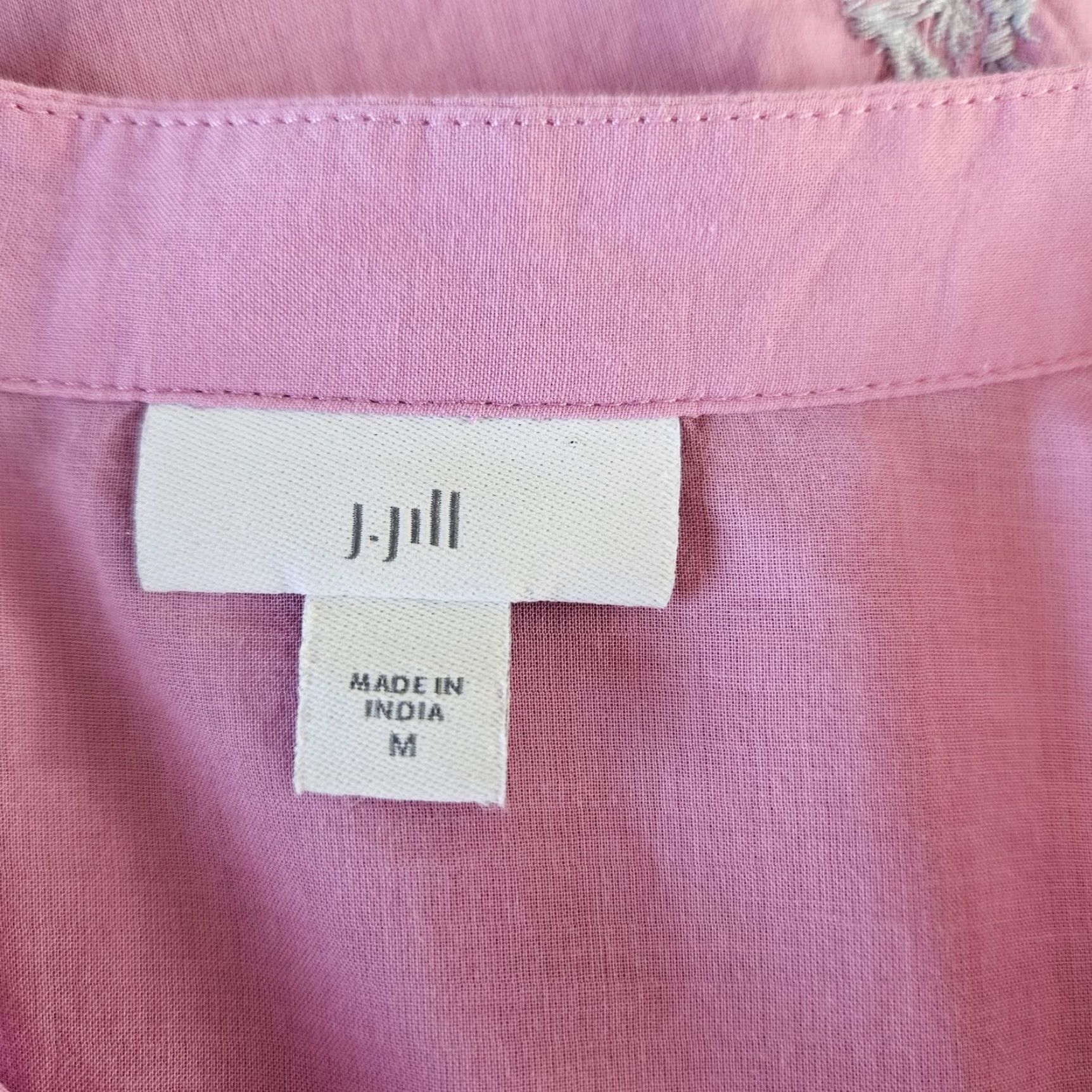 J. Jill J. Jill Button-Up Top Womens Embroidered Cotton Long Sleeve Pink Blue Sz M Size M / US 6-8 / IT 42-44 - 5 Thumbnail
