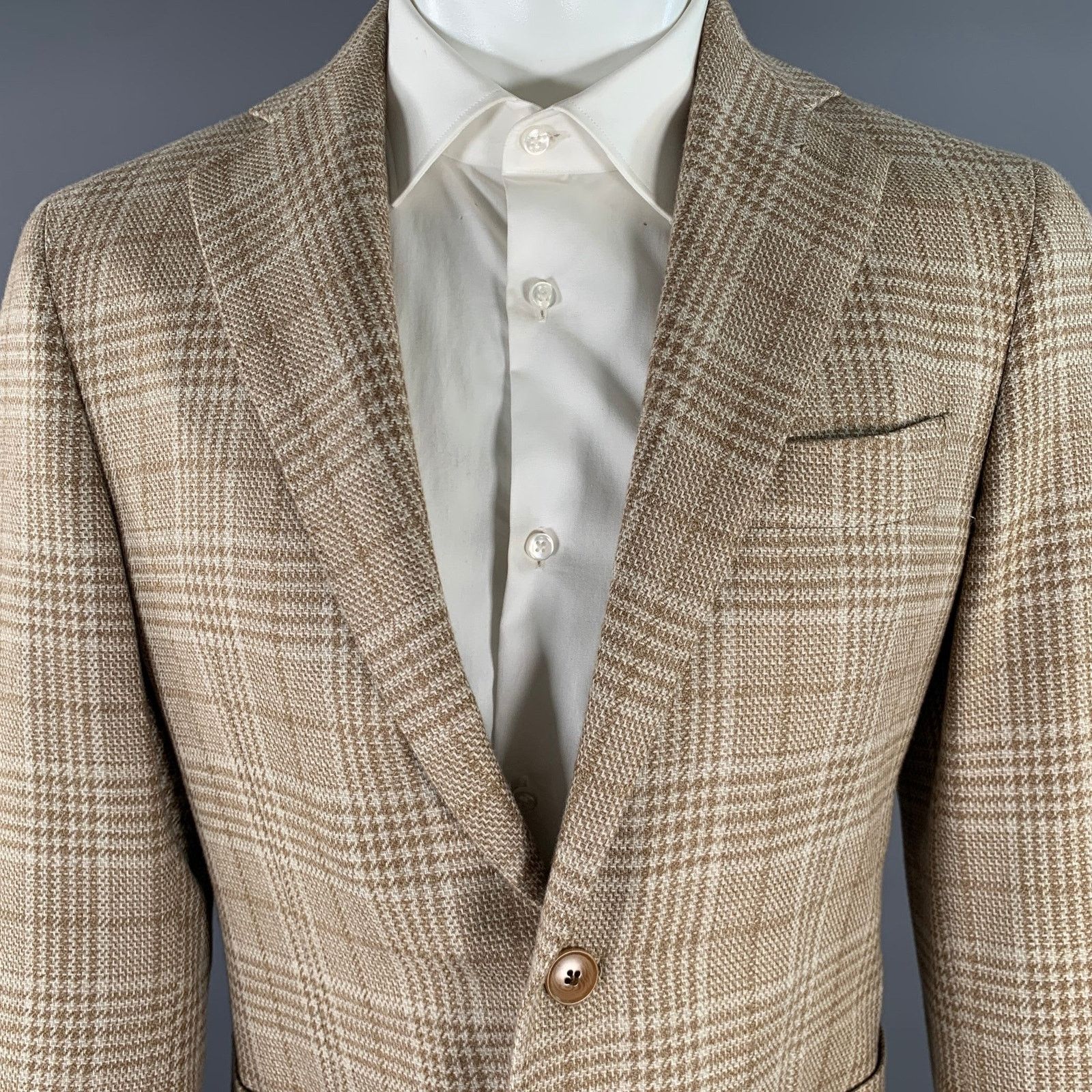 Other ATELIER MUNRO 38 Off White Check Notch Lapel Sport Coat Size 38R - 2 Thumbnail