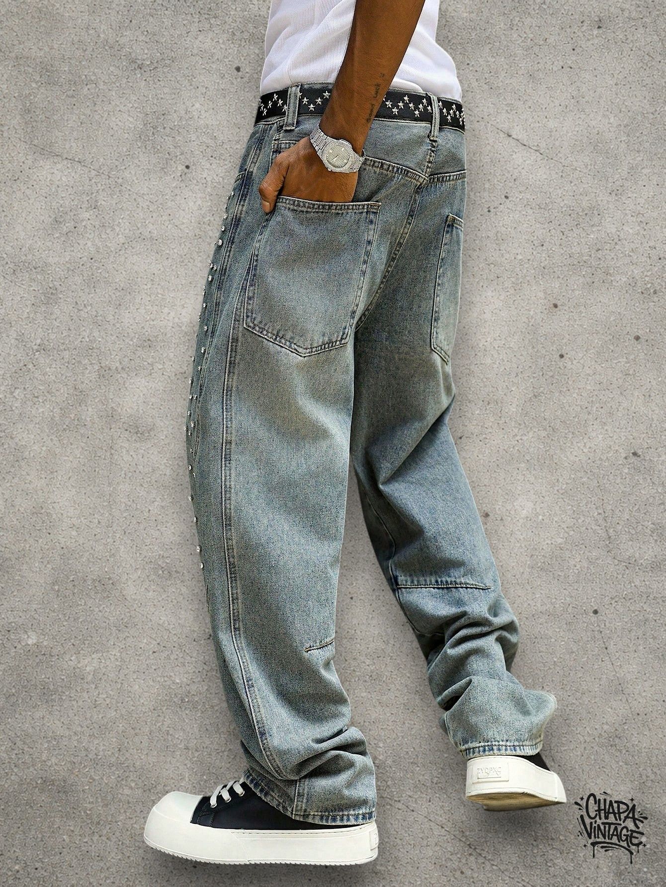 Vintage Washed embellished jeans Size US 32 / EU 48 - 4 Thumbnail