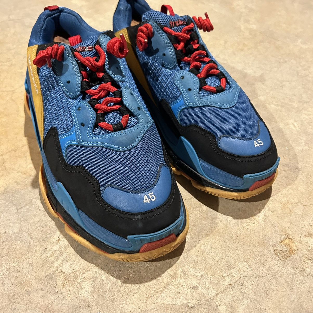 Balenciaga × Designer Balenciaga Triple S Sneaker Blue Orange Red US 12 Size US 12 / EU 45 - 9 Thumbnail