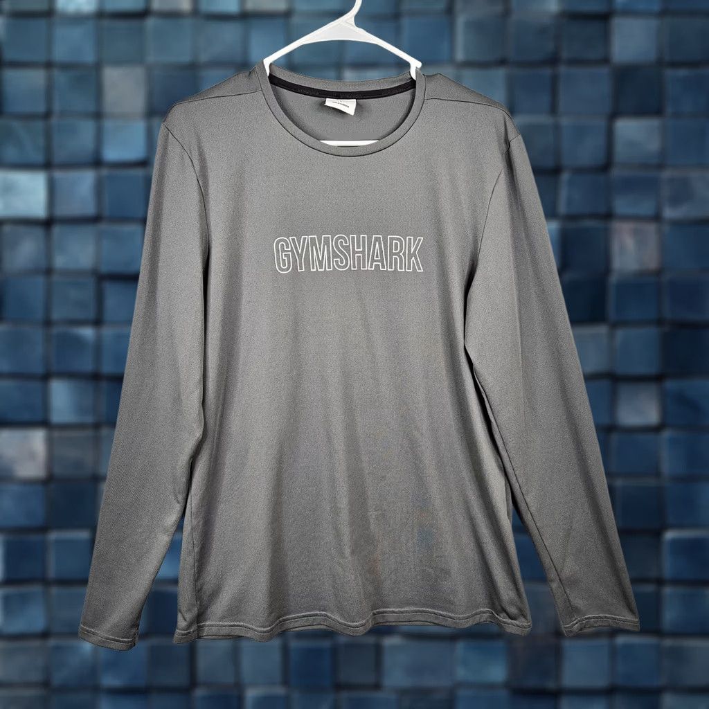 Gymshark GYMSHARK Men's Dark Gray Long Sleeve Workout T-shirt L Regular Size Size US L / EU 52-54 / 3 - 1 Thumbnail