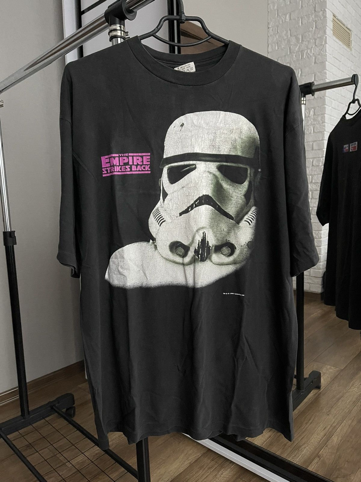 image of Movie x Star Wars 1997 Star Wars Stormtrooper Darth Vader Vintage T-Shirt Tee in Black (Size XL)