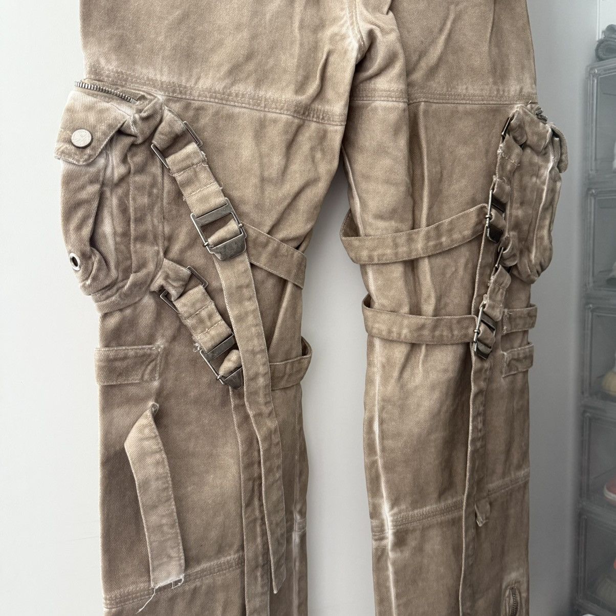 SHINE LUXURY OG Sample 1/1 – “Subhumane” Flared Kombat Cargo Pants Size US 32 / EU 48 - 12 Thumbnail