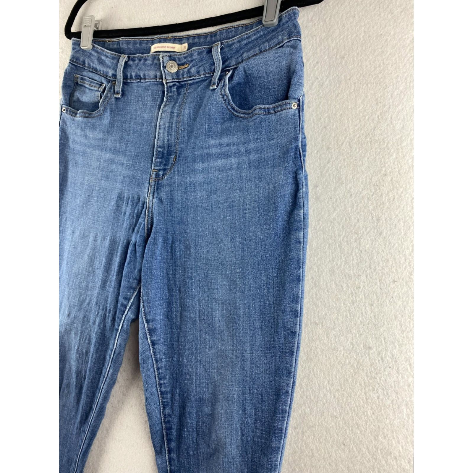 Levi's VINTAGE Levis 721 Jeans Womens 31 High Rise Skinny Distressed Stretch Denim Blue Casual Size 24" / US 00 / IT 34 - 6 Thumbnail