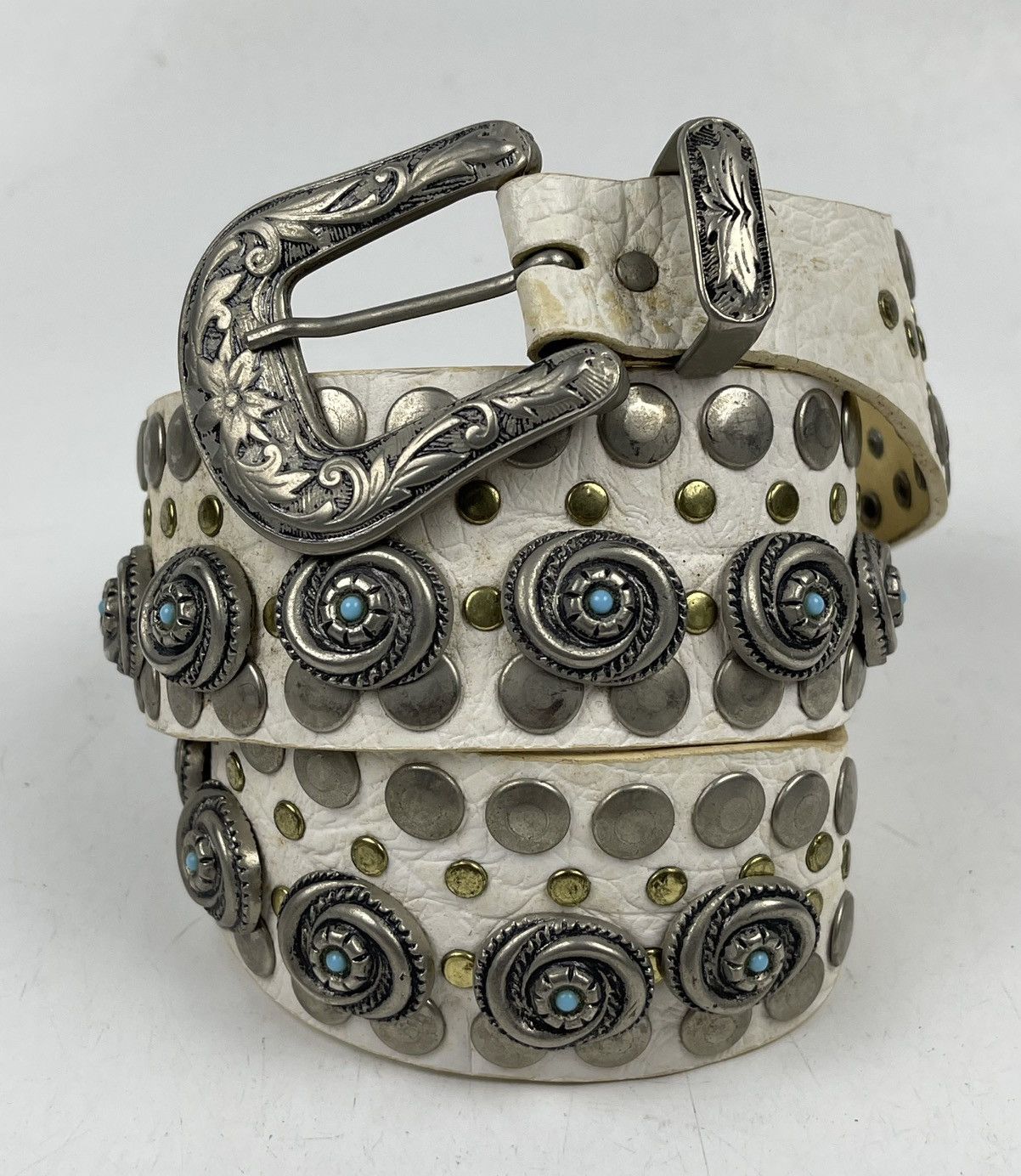 Japanese Brand rare designs nanni studded leather belt made in italy tc31 Size 34 - 1 Thumbnail