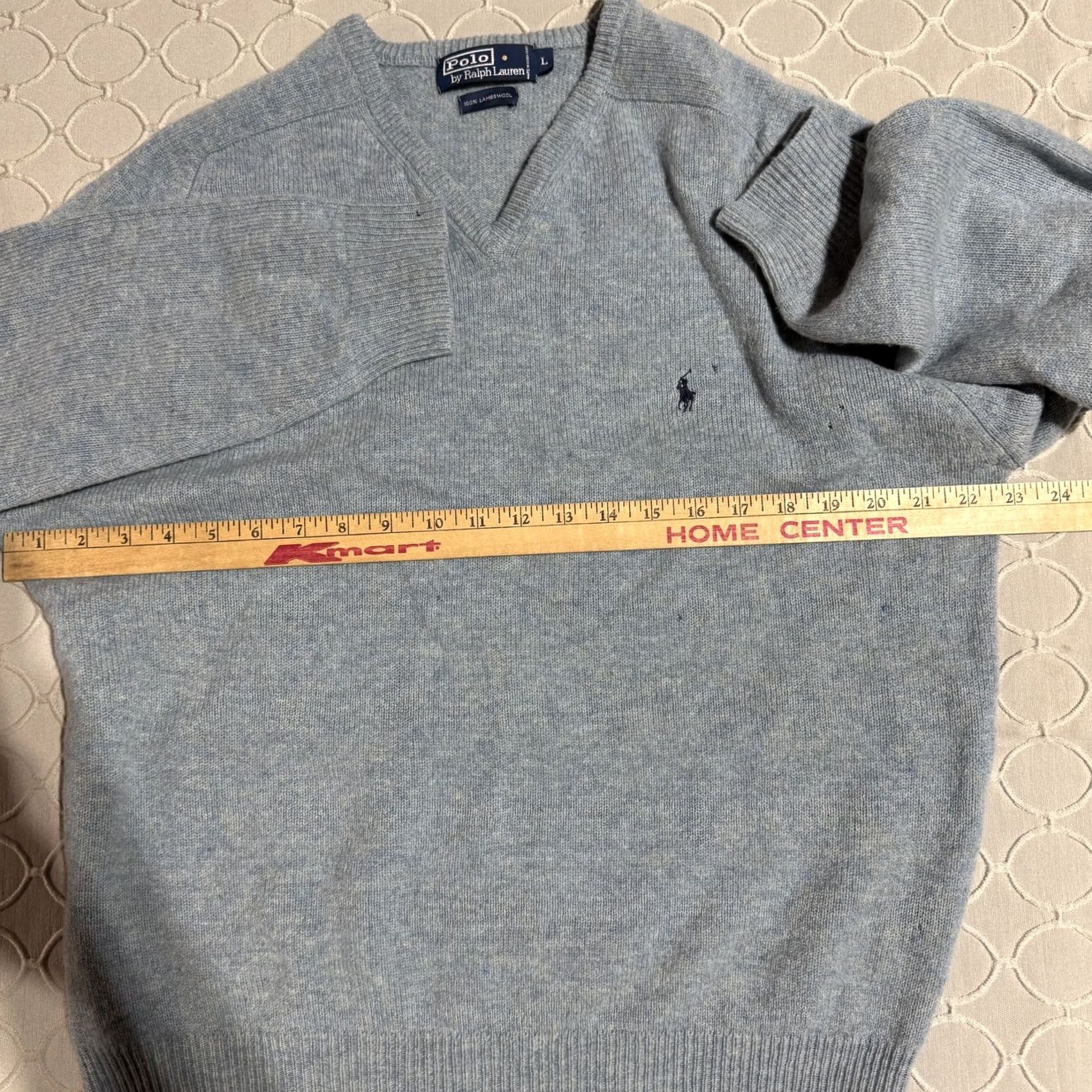 Polo Ralph Lauren VINTAGE Polo Ralph Lauren Sweater Mens Large Gray Lambswool Pullover V Neck Classic Knit Size US L / EU 52-54 / 3 - 6 Thumbnail