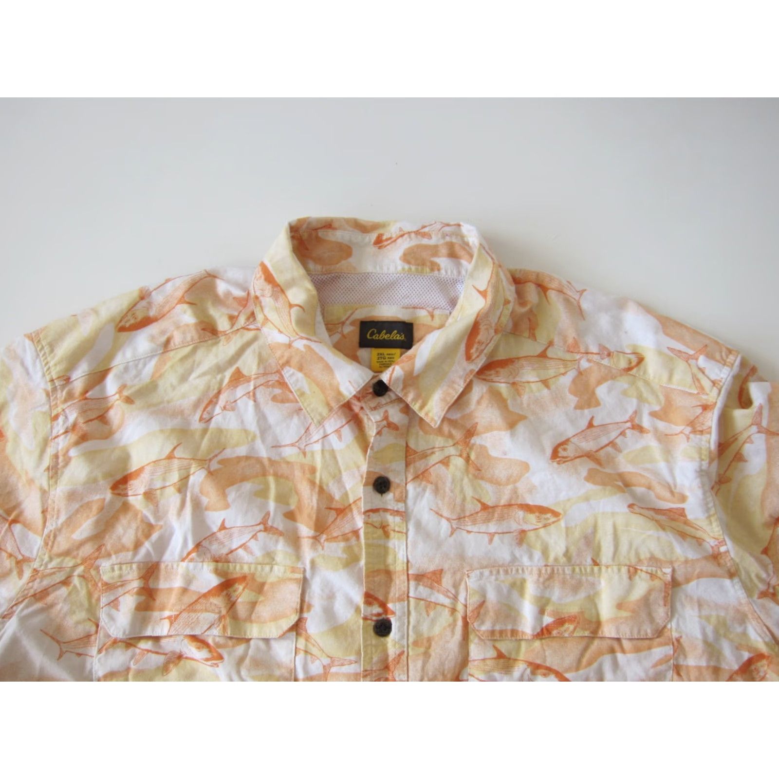Vintage Cabela's Shirt Men 2XL Vented Short Sleeve Button Down Cotton Fish Orange Yellow"} Size US XXL / EU 58 / 5 - 3 Thumbnail