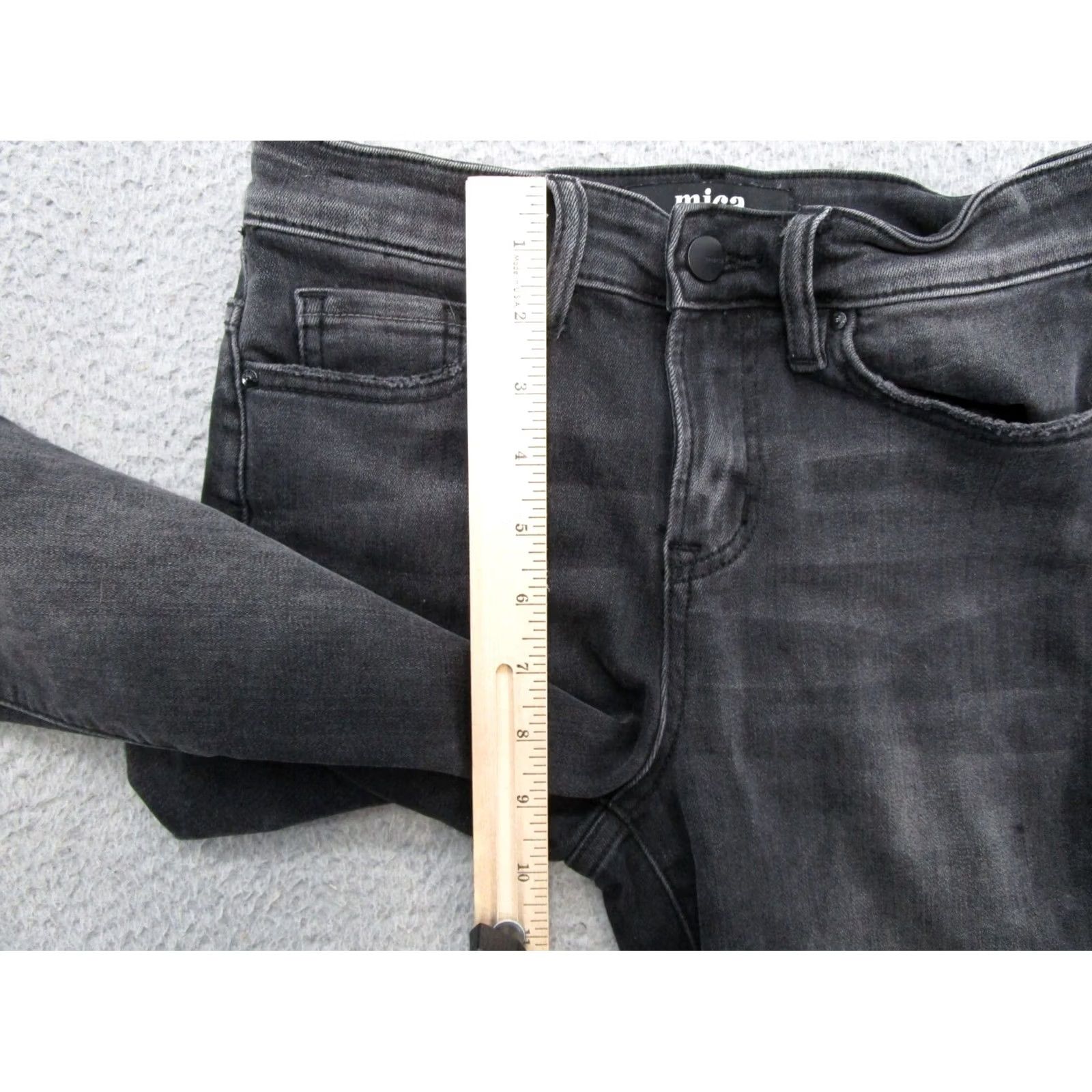 Vintage Mica Los Angeles Women's Black Stretch Denim High Rise Raw Hem Jeans Size 25 Size 42" / US 20 - 7 Thumbnail