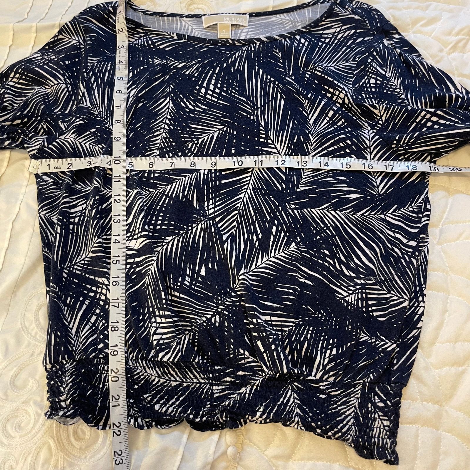 Michael Kors Michael Kors Pullover Leaf Print Blue short Sleeve Shirt, S Size S / US 4 / IT 40 - 5 Thumbnail