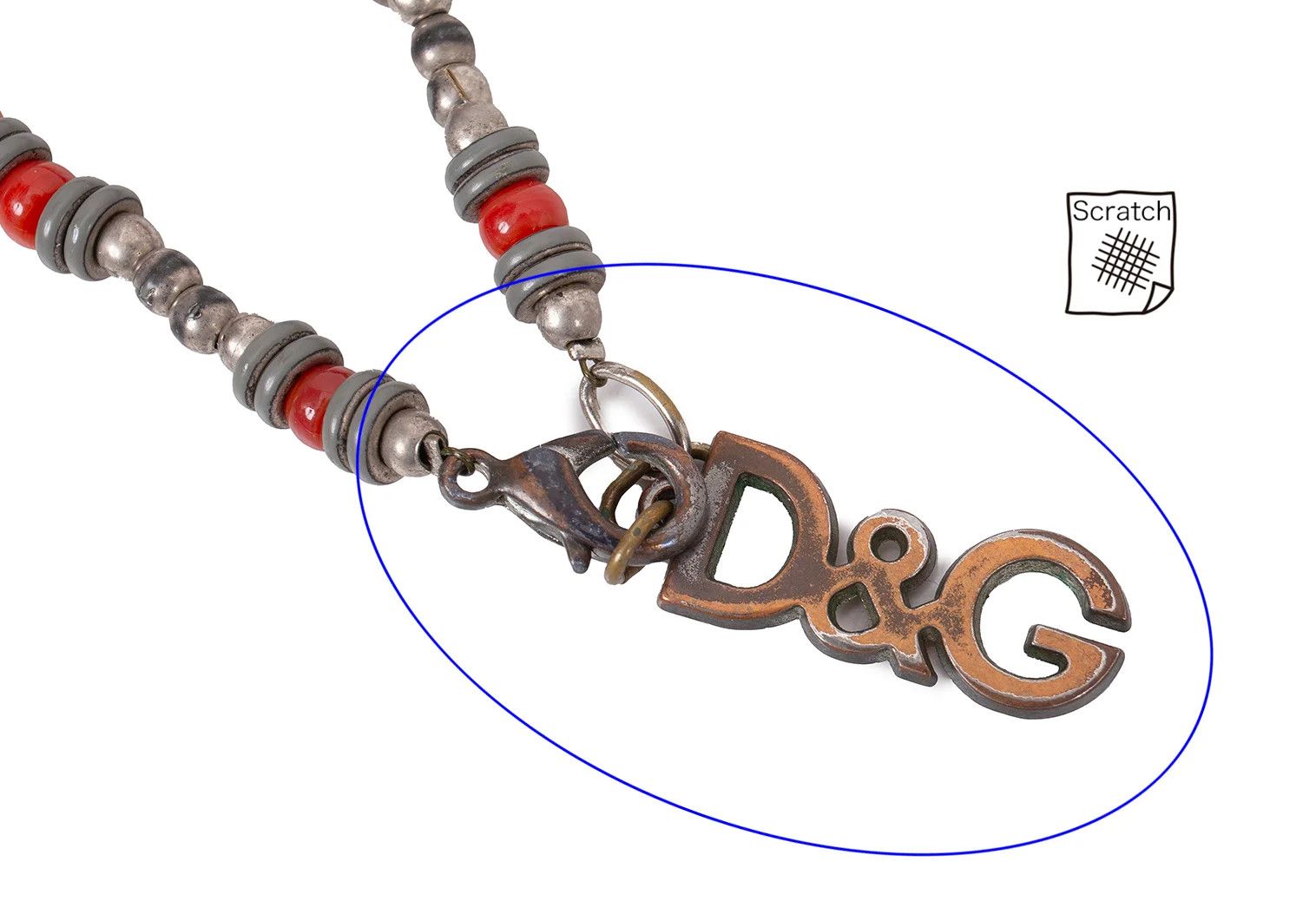 Dolce & Gabbana Beaded Design Logo Necklace in Silver and Red Size ONE SIZE - 6 Thumbnail