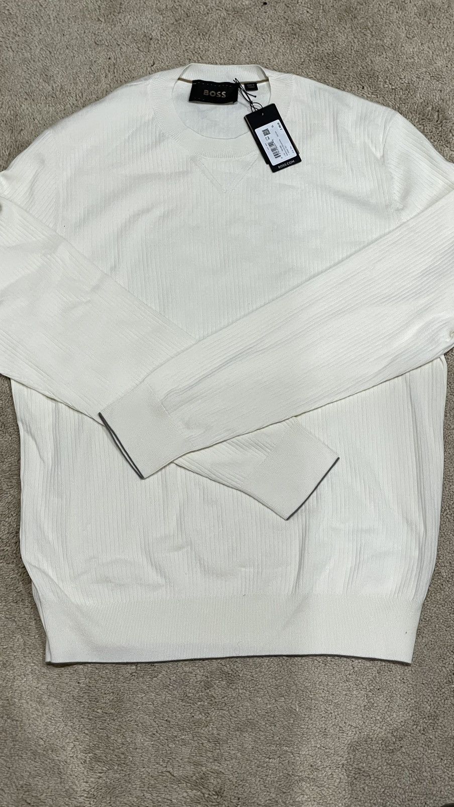 WHITE BEIGE REGULAR-FIT SWEATER IN SILK AND COTTON XL