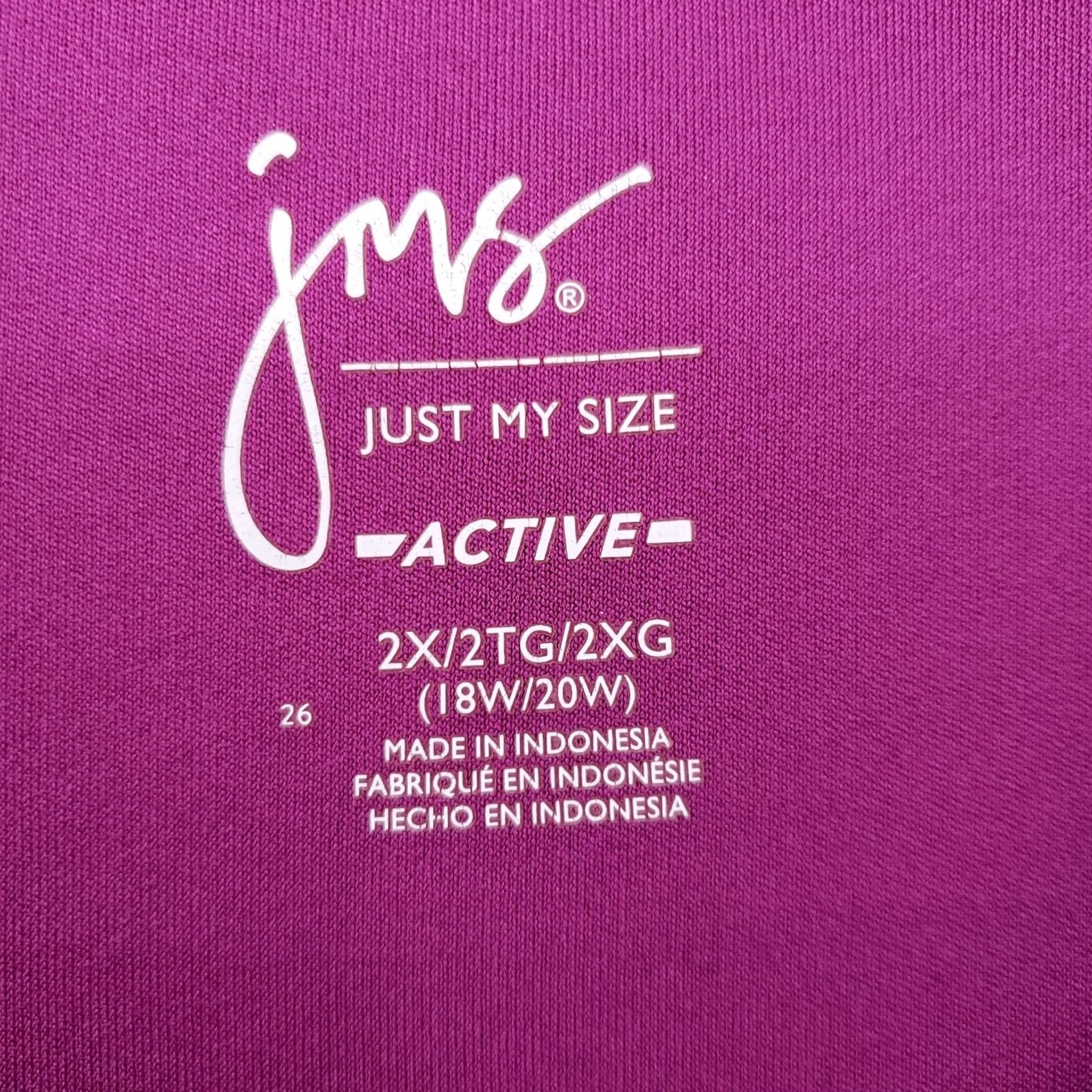 Vintage JMS Active T-Shirt Womens 2X Purple Dolman Sleeve Short Sleeve Pullover 100% Polyester Sport Graphic Size XXL / US 16-18 / IT 52-54 - 3 Thumbnail