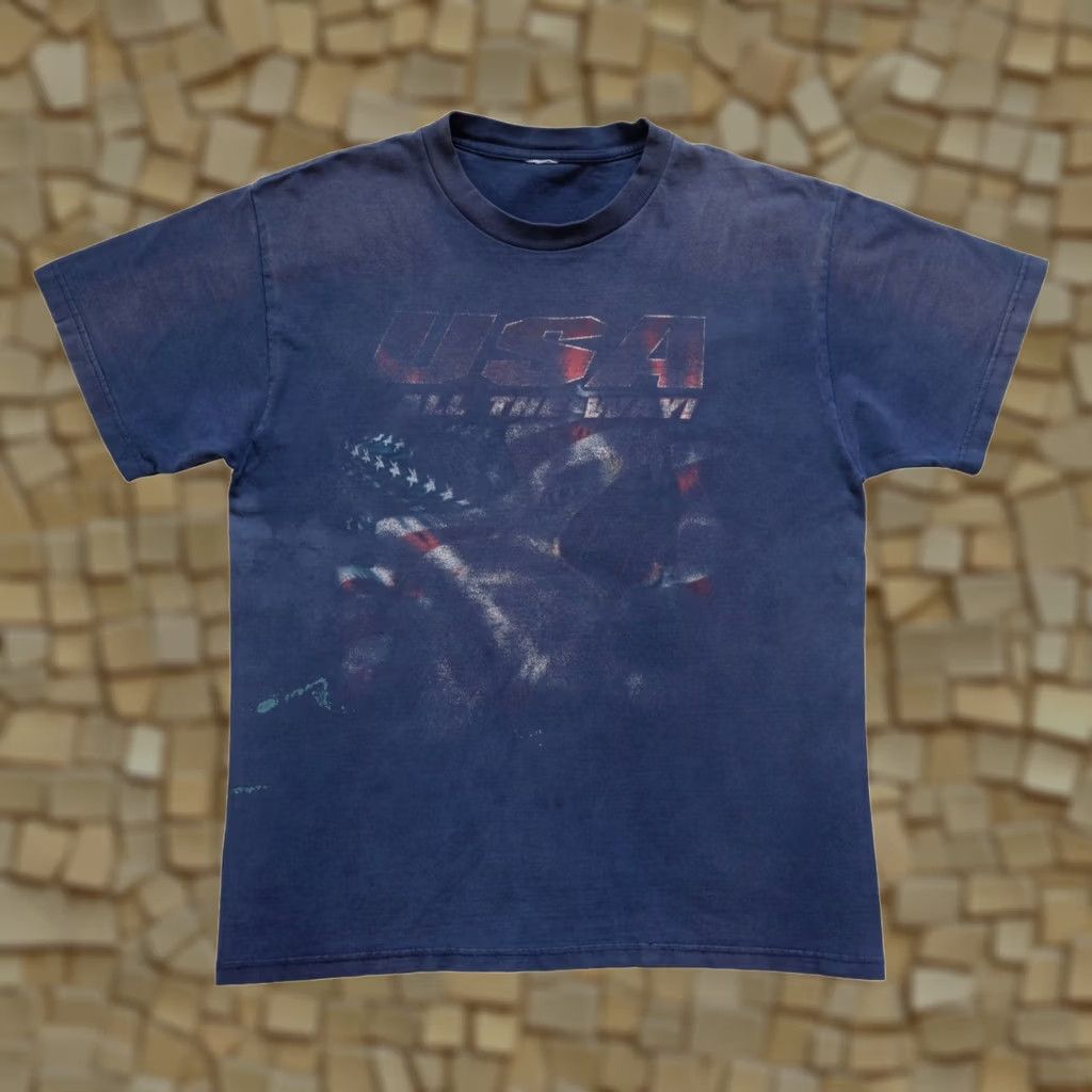 Fruit Of The Loom VINTAGE Fruit of the Loom USA T-Shirt Shirt Mens L Blue 1990s Distressed World Cup All the Way Size US L / EU 52-54 / 3 - 1 Thumbnail