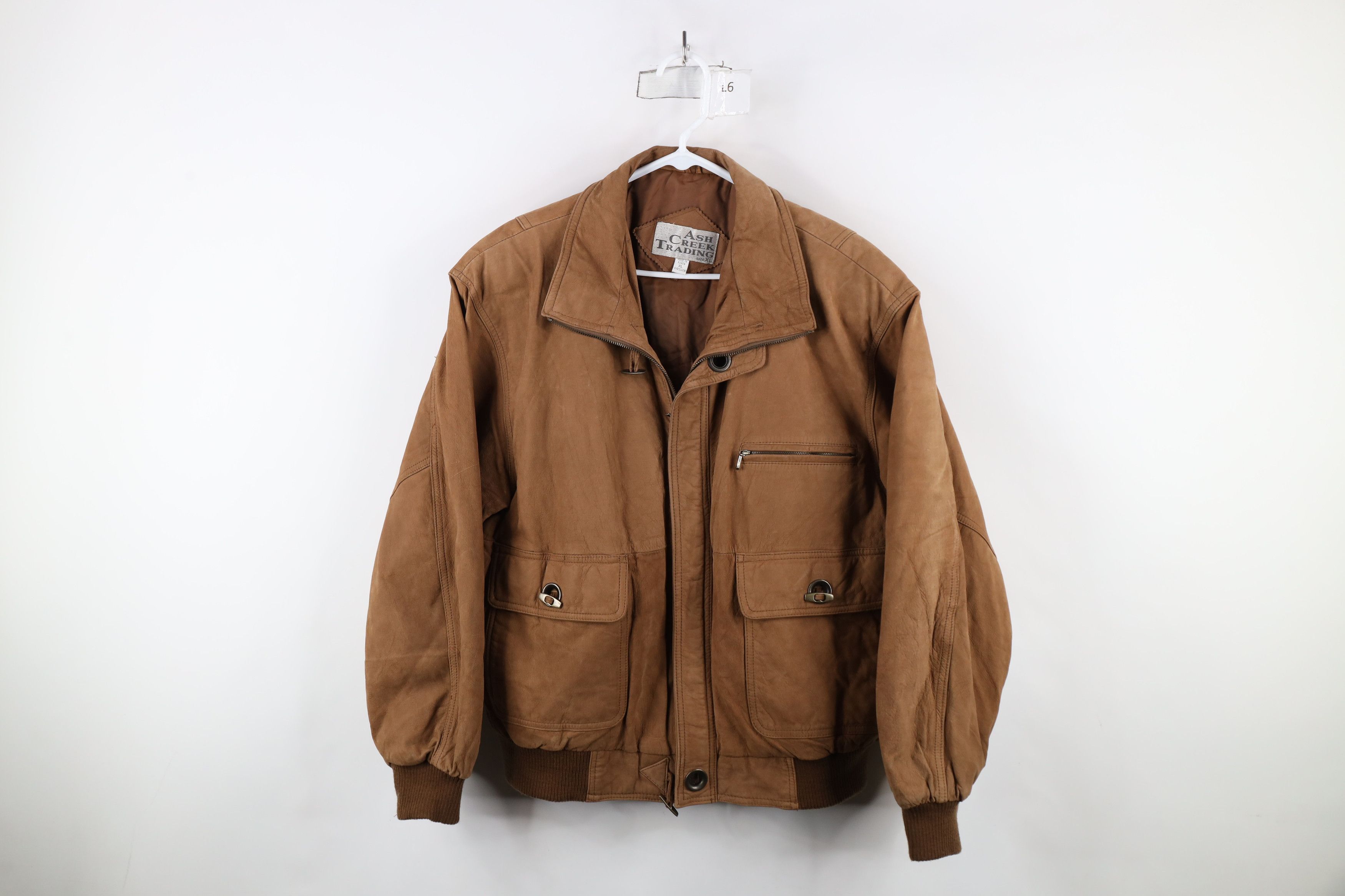 Vintage 90s Streetwear Button Suede Leather Bomber Jacket