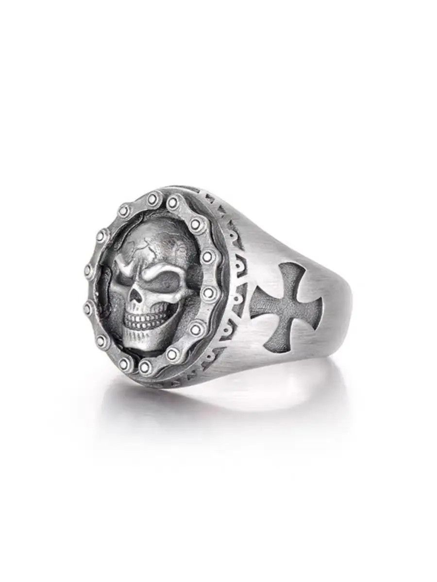 Designer × Japanese Brand × Vintage Vintage Hip Hop Punk Biker Chain Skull Ring Size ONE SIZE - 2 Thumbnail