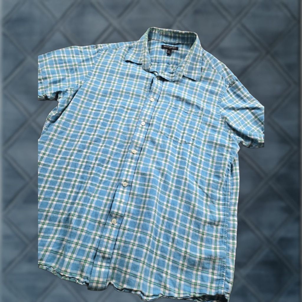 Banana Republic Banana Republic Shirt Mens XL Blue Plaid Button Up Linen Blend Casual Summer Size US XL / EU 56 / 4 - 1 Thumbnail
