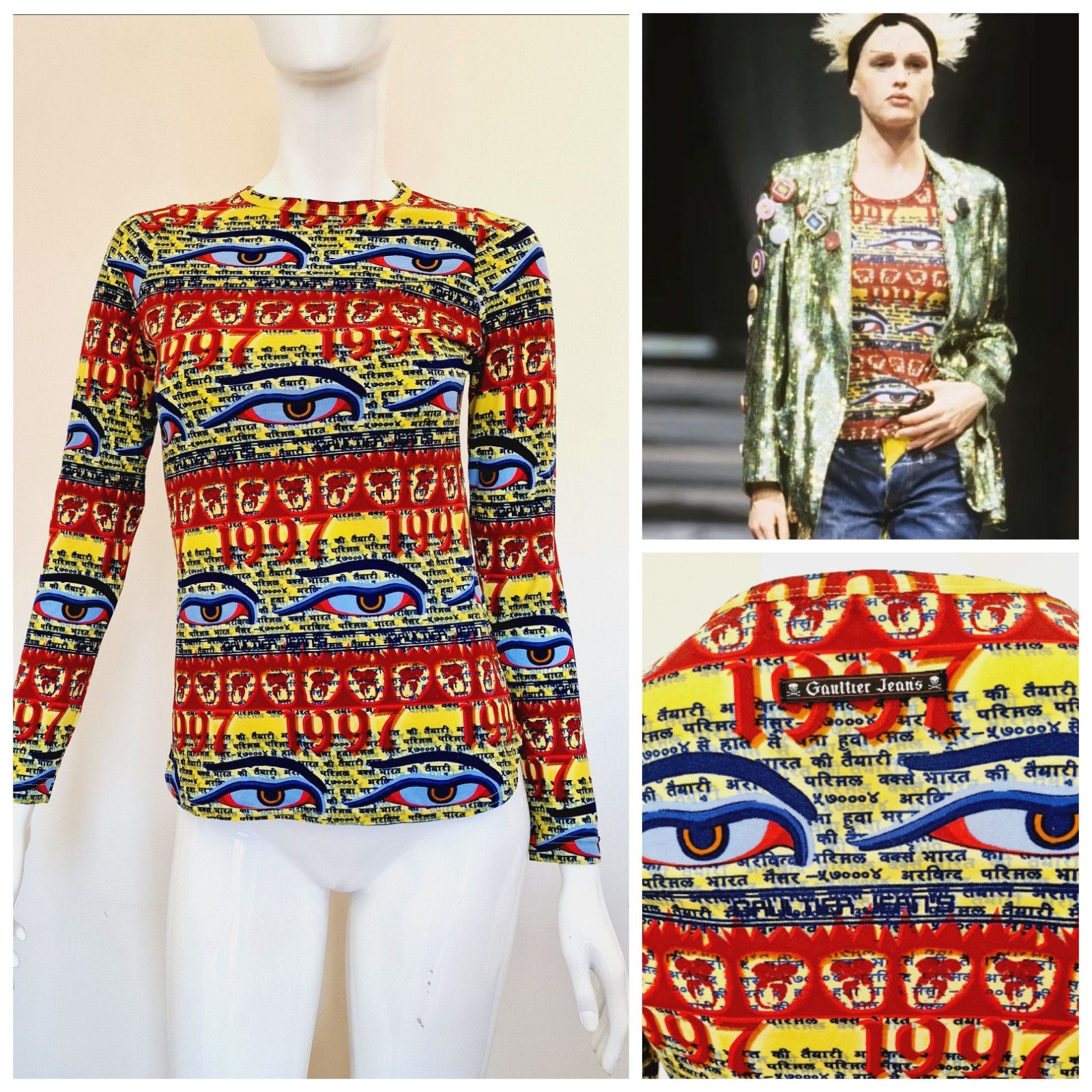 Jean Paul Gaultier Jean Paul Gaultier Tibet 1997 Buddha Eye T-shirt Top Tee Size M / US 6-8 / IT 42-44 - 1 Thumbnail