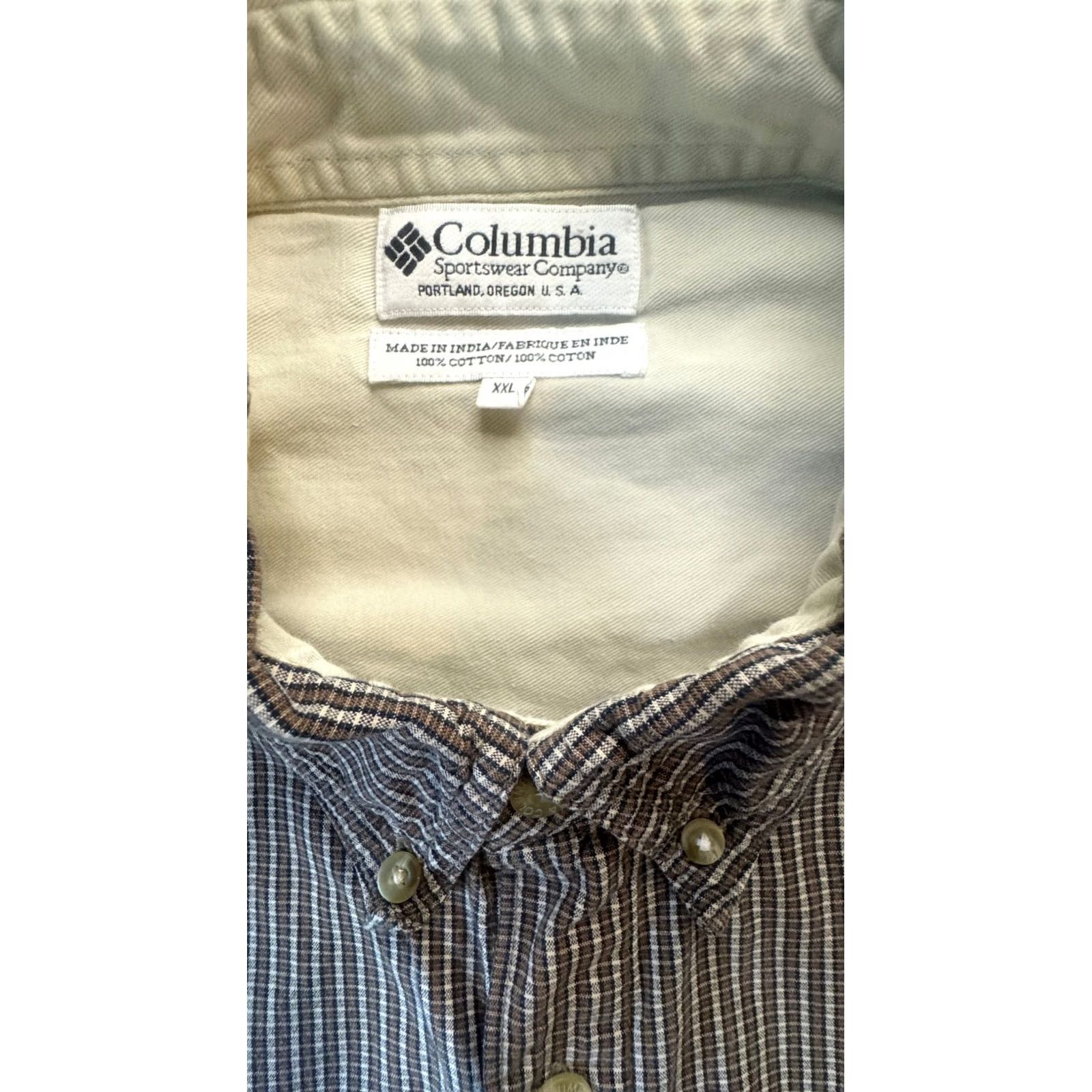 Vintage Columbia Long Sleeve Button-Up Men's XXL Brown Plaid Shirt 100% Cotton Size US XXL / EU 58 / 5 - 2 Thumbnail