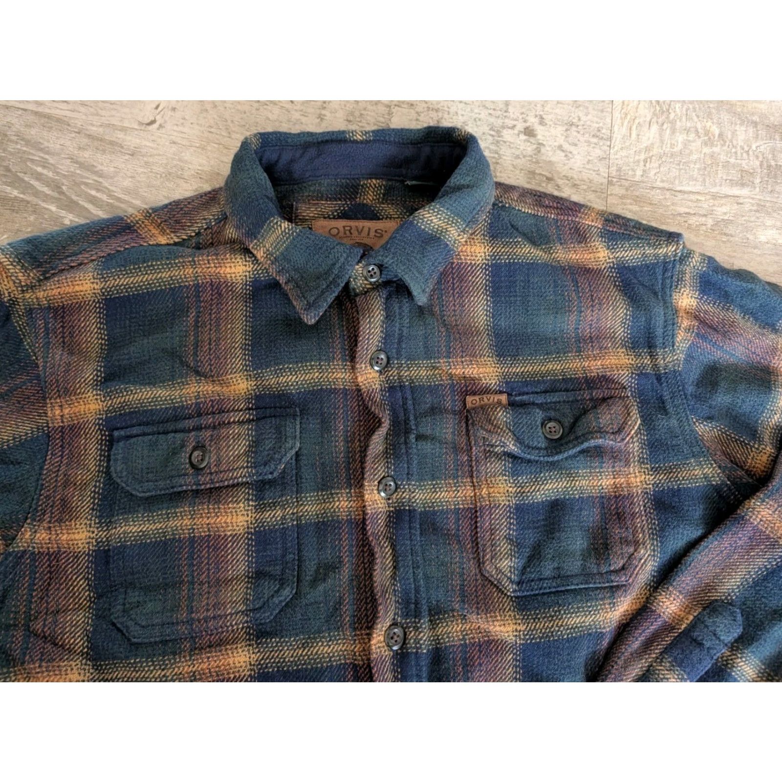 Orvis Orvis XL Mens Button-Up Long Sleeve Flannel Multicolor Plaid Shirt Heavyweight Casual Travel Size US XL / EU 56 / 4 - 2 Thumbnail