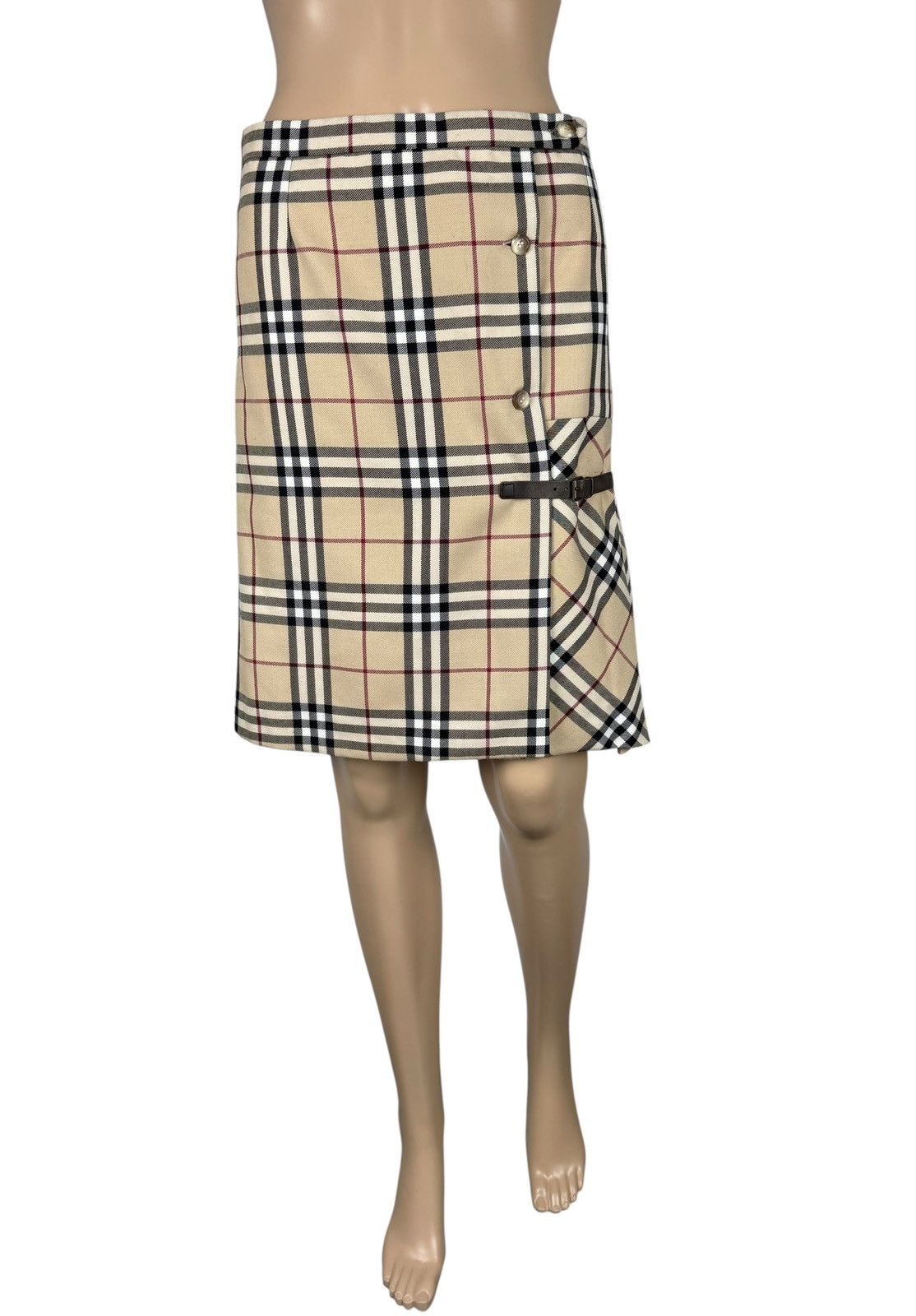 Burberry Burberry Check Skirt Wrap Full Checkered Leather Buckle Size 25" / US 0 / IT 36 - 2 Thumbnail
