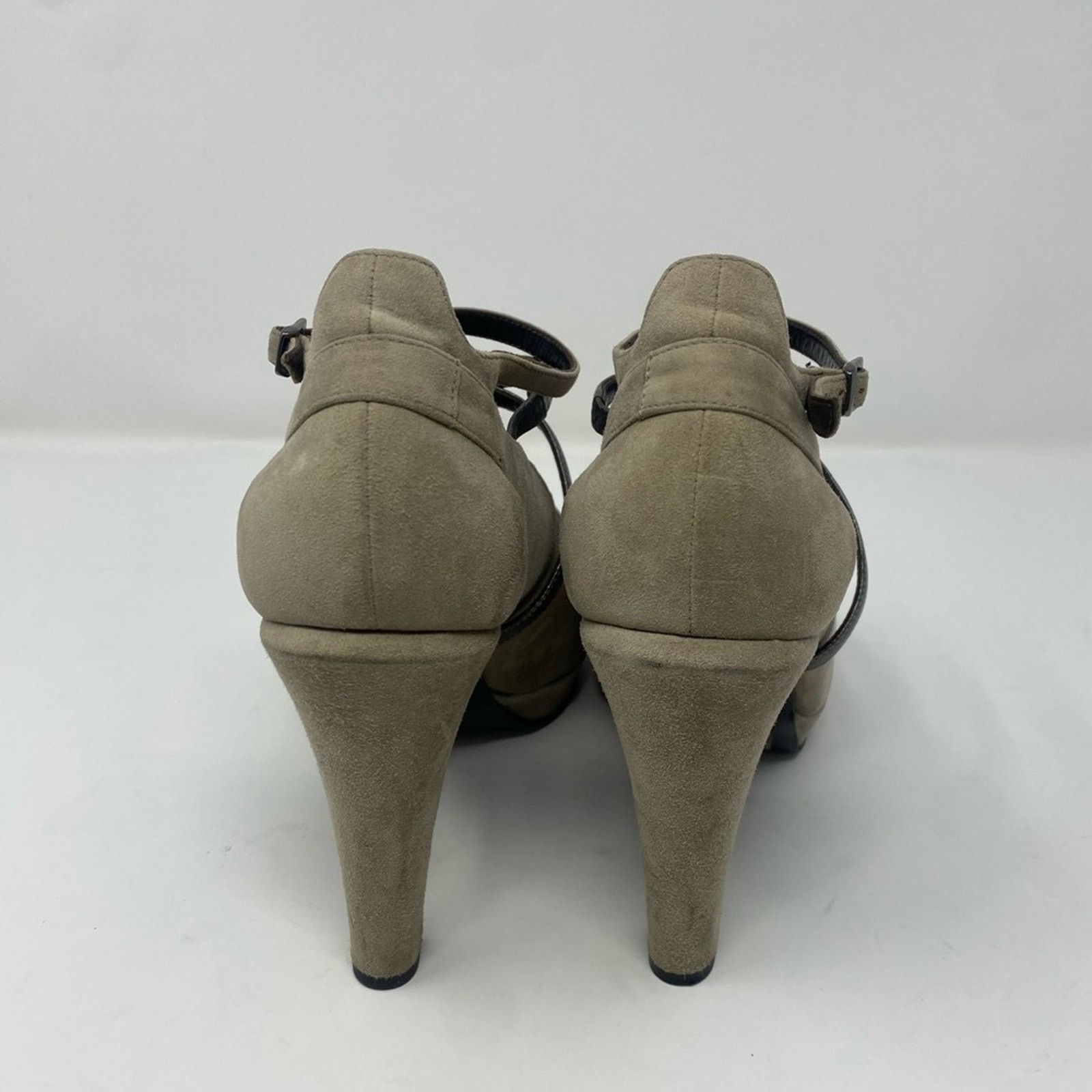 Designer MaxMara Women Suede Chunky Booties Pumps Gray SZ. 9.5 Size US 9.5 / IT 39.5 - 3 Thumbnail