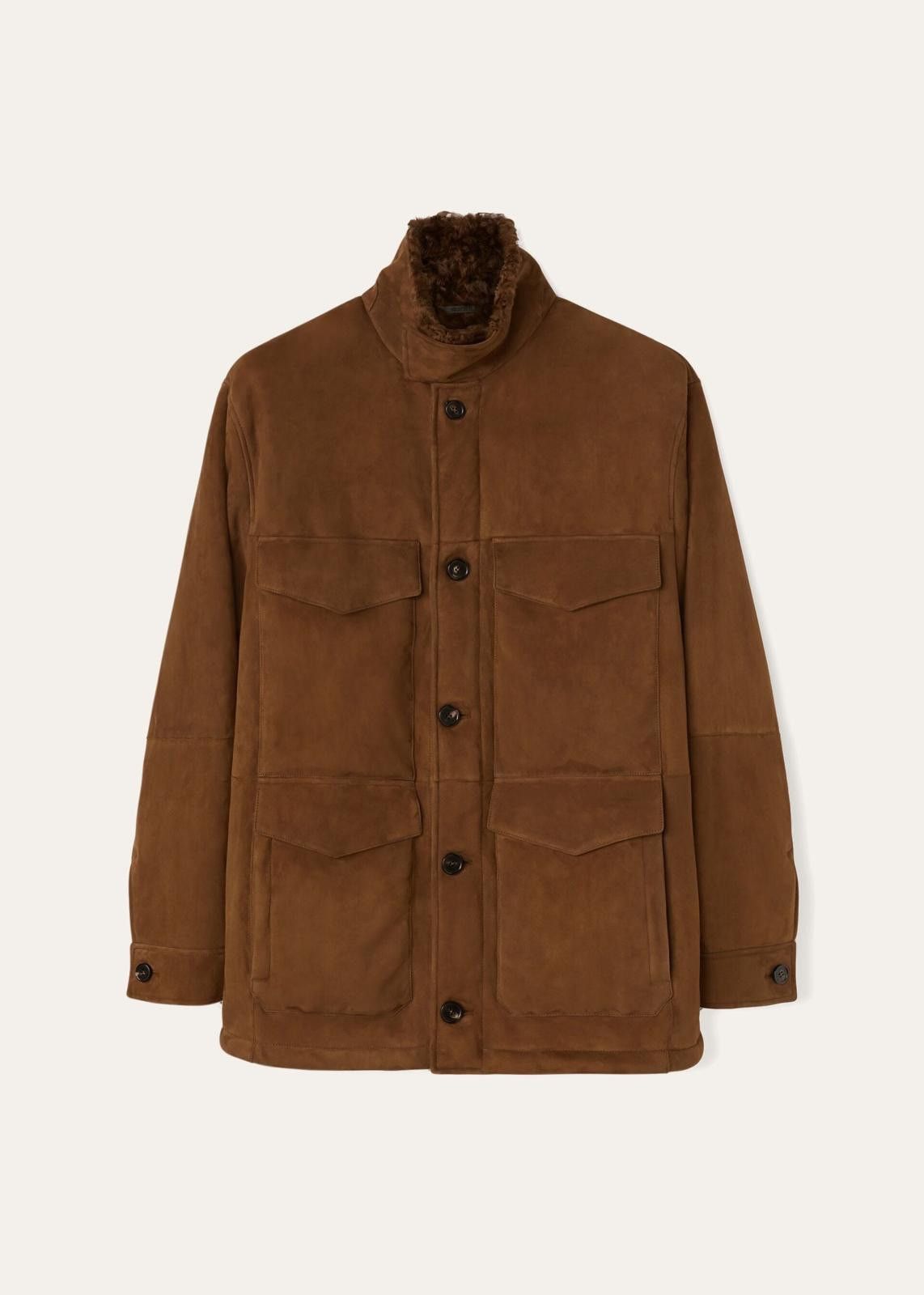 Loro Piana o1srvl11e1224 Shearling Field Jacket in Dusty Chestnut Size US S / EU 44-46 / 1 - 1 Thumbnail
