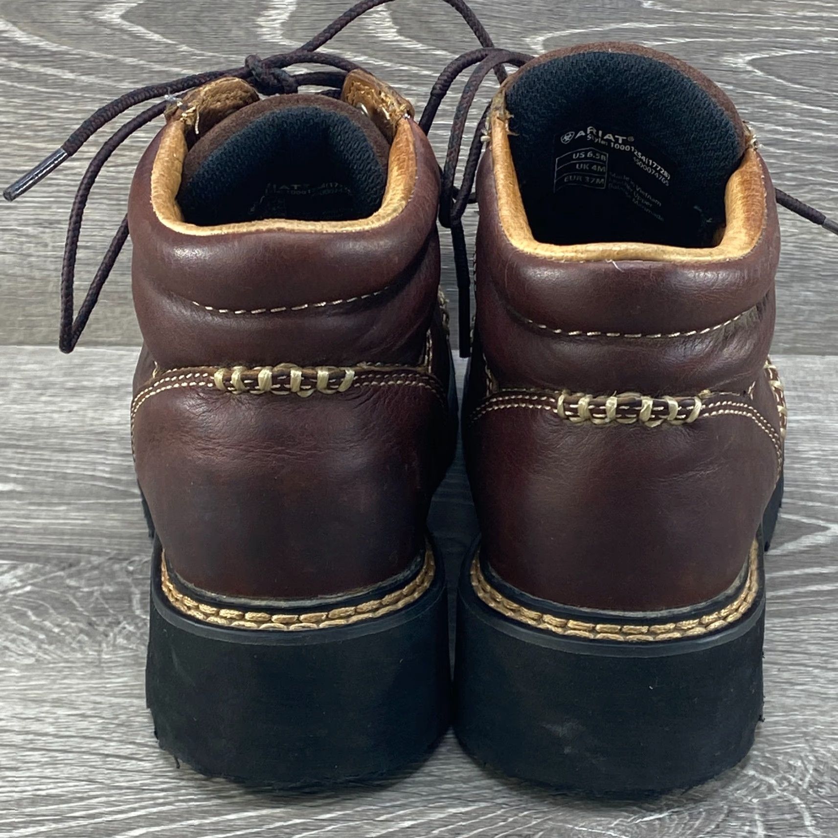 Ariat Ariat Womans 6.5 B Brown Leather Cowboy Boots Lace Up Kiltie Canyon Western Work Size US 4 / IT 34 - 6 Thumbnail