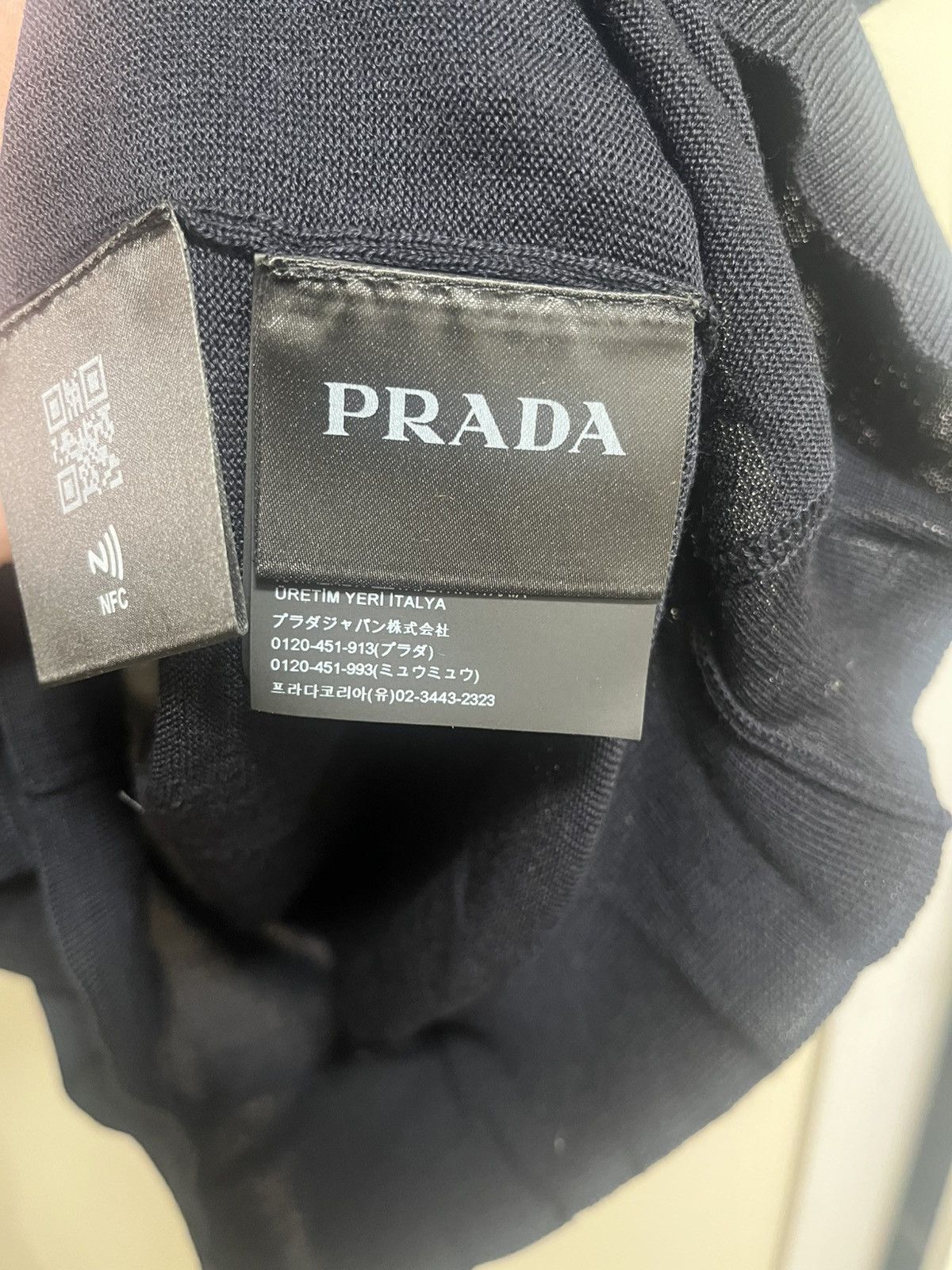 Prada Logo Short Sleeve Cashmere Wool Sweater Sz 50
