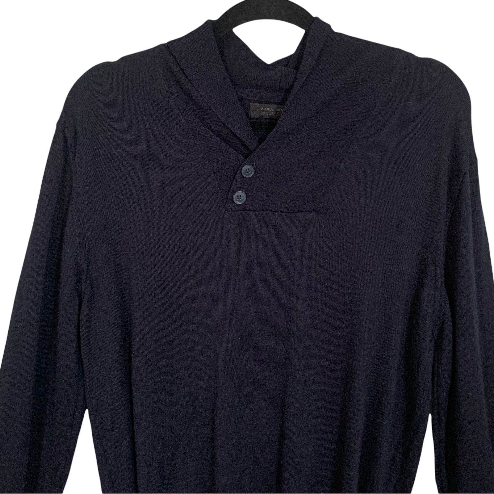 Zara Zara Men's Heritage Navy Blue Wool Sweater XL Classic Jumper Size US XL / EU 56 / 4 - 2 Thumbnail