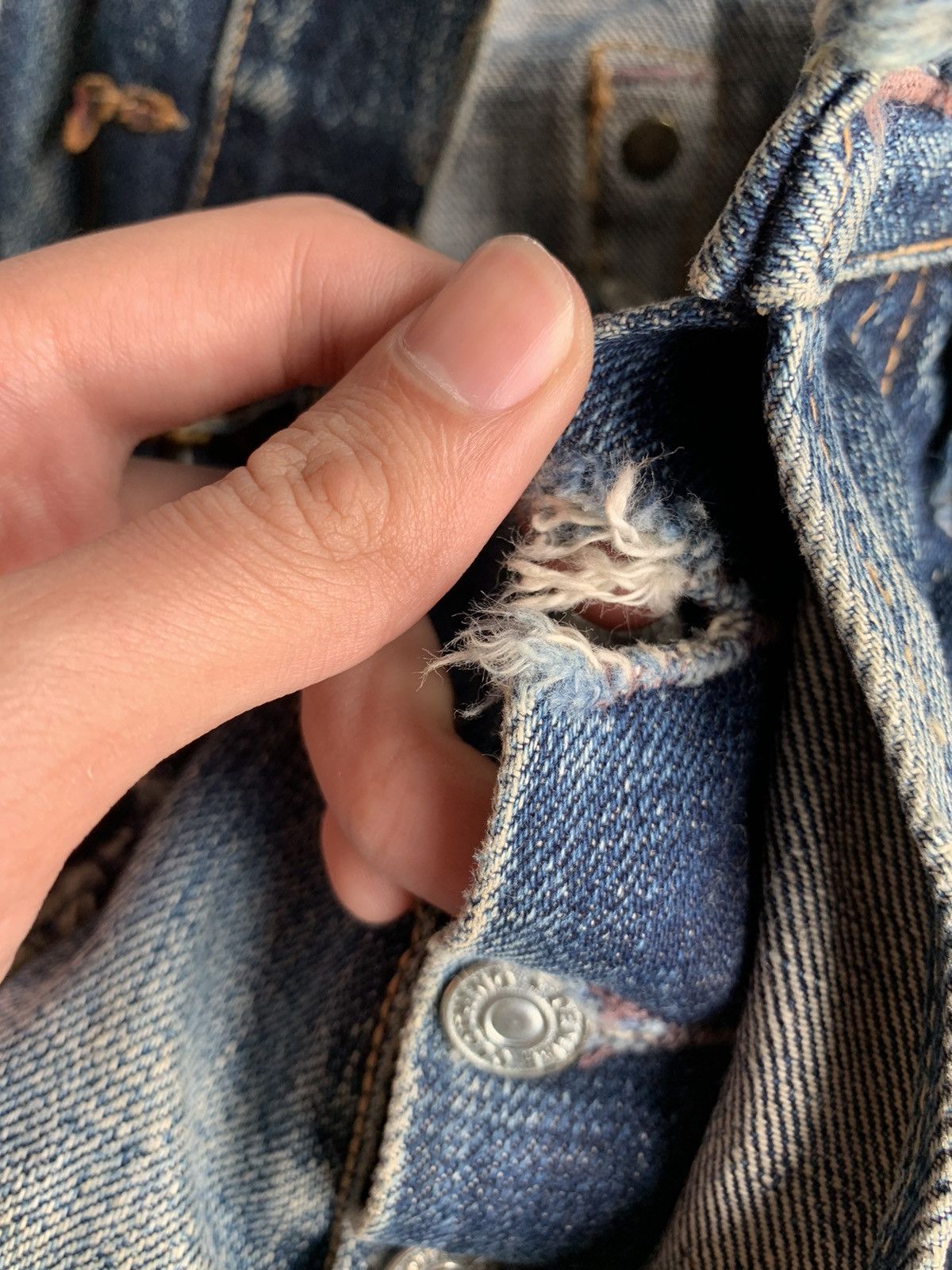 Denime × Japanese Brand VINTAGE DENIME BUTTON FLY SELVEDGE DISTRESSED DENIM JAPANESE Size US 29 - 23 Thumbnail