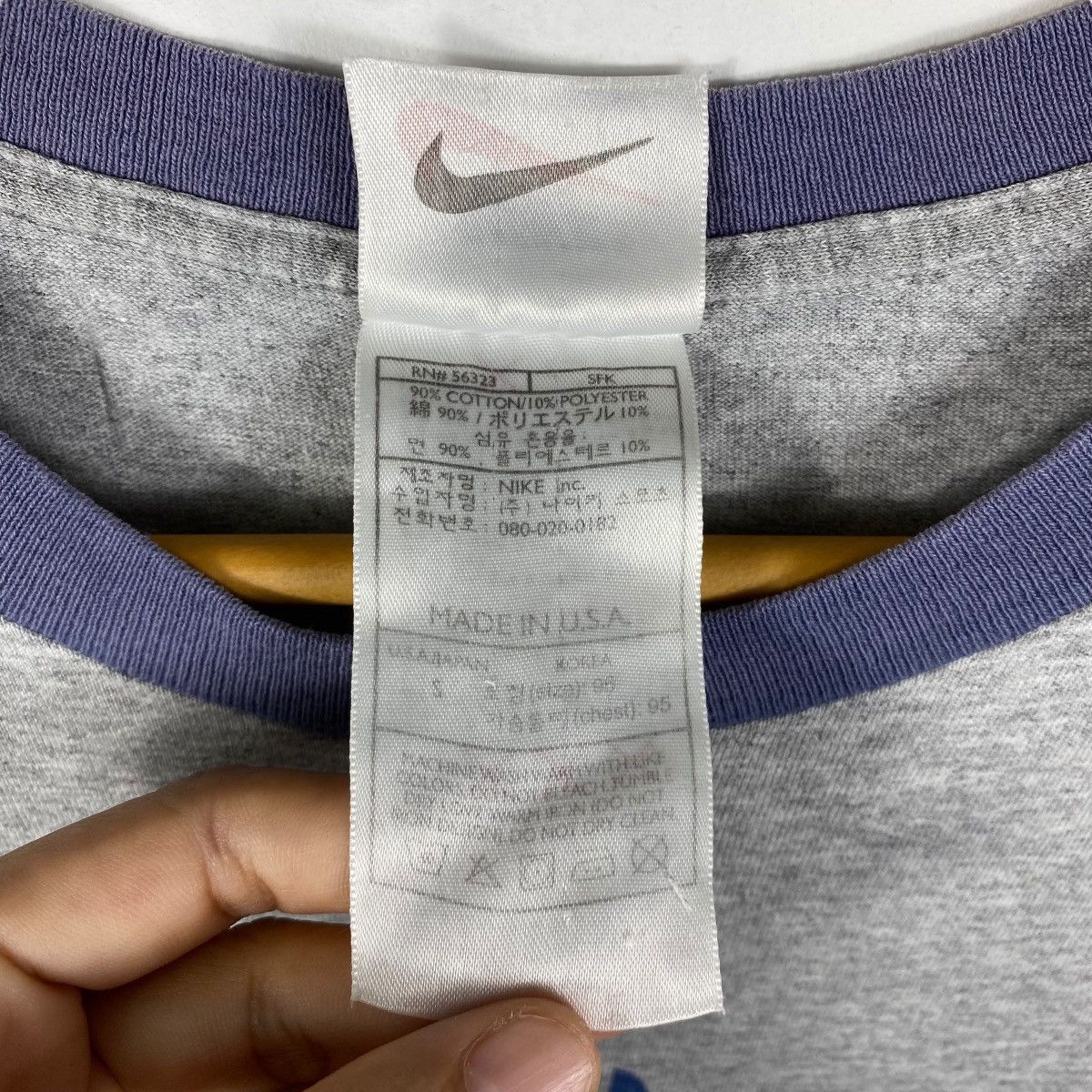 Nike × Vintage Vintage 90's NIKE Center Logo Sportswear Ringer Tee Shirt Size US S / EU 44-46 / 1 - 7 Thumbnail