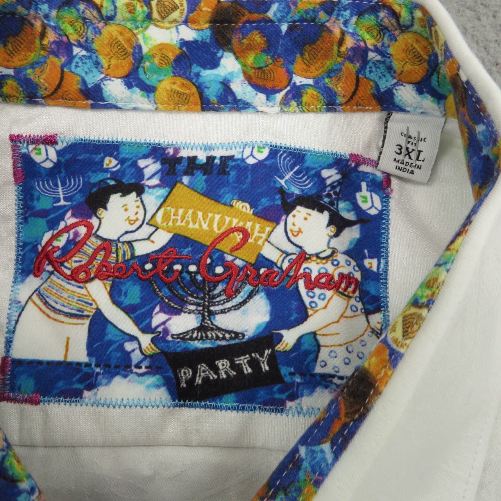 Robert Graham VINTAGE Robert Graham Shirt Men XXXL White Jewish Chanukah Dreidel Jacquard Flip Cuff 3X Size US XXL / EU 58 / 5 - 4 Thumbnail