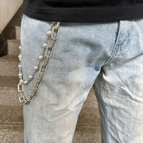 Jewelry Rhinestone Double Layer Pearl Wallet Chain, Belt Pants Chain Size ONE SIZE - 6 Thumbnail