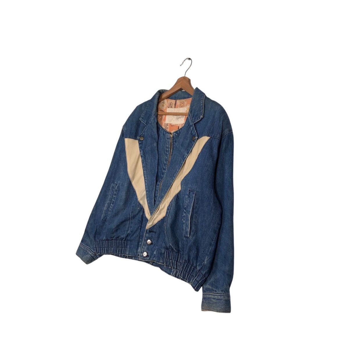 Japanese Brand × Vintage 📌Vtg Denim Bomber Jacket Gourd Double Collar Issey Miyake Size US M / EU 48-50 / 2 - 3 Thumbnail