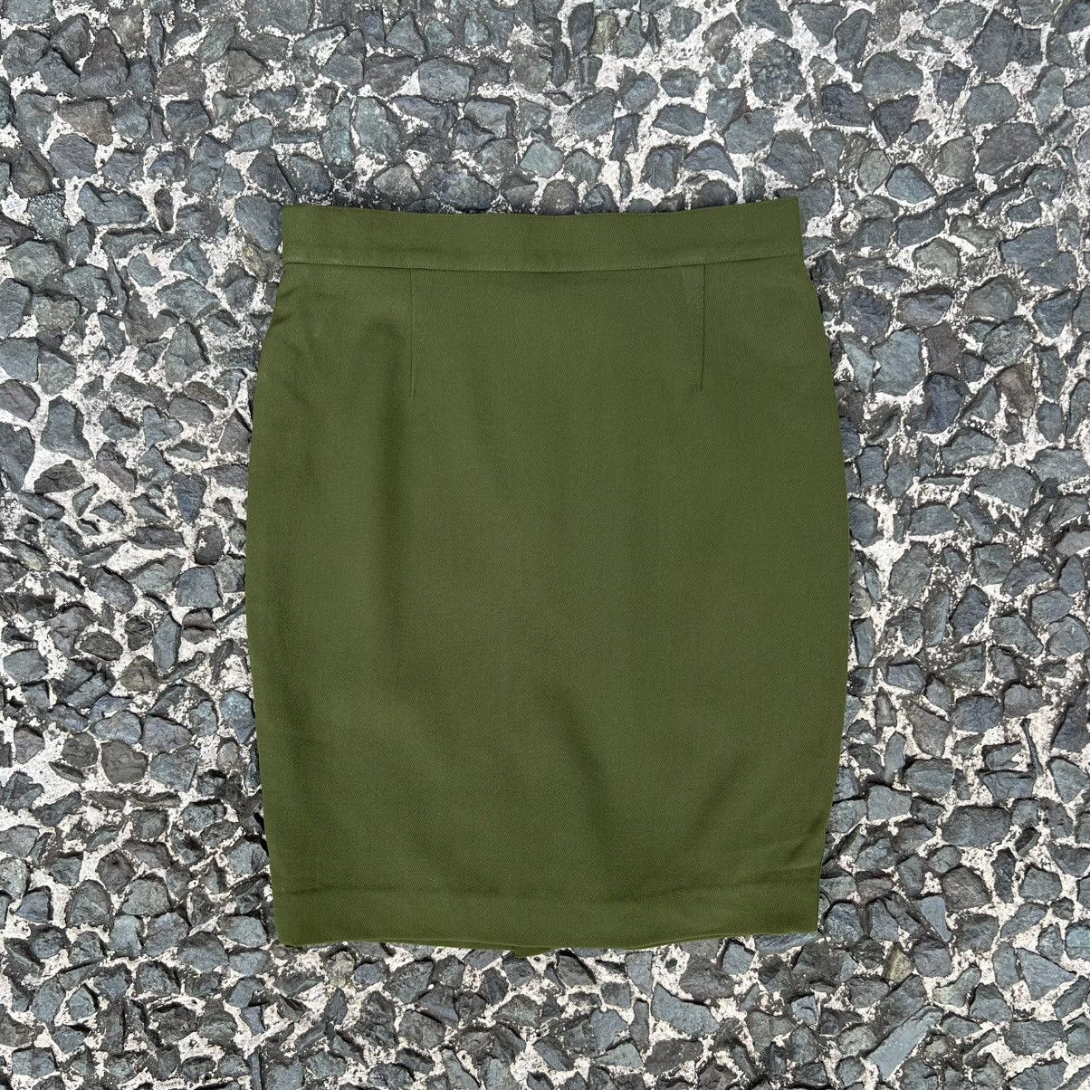 Mugler Mugler Pencil Skirt Olive Green Size 28" / US 6 / IT 42 - 2 Thumbnail