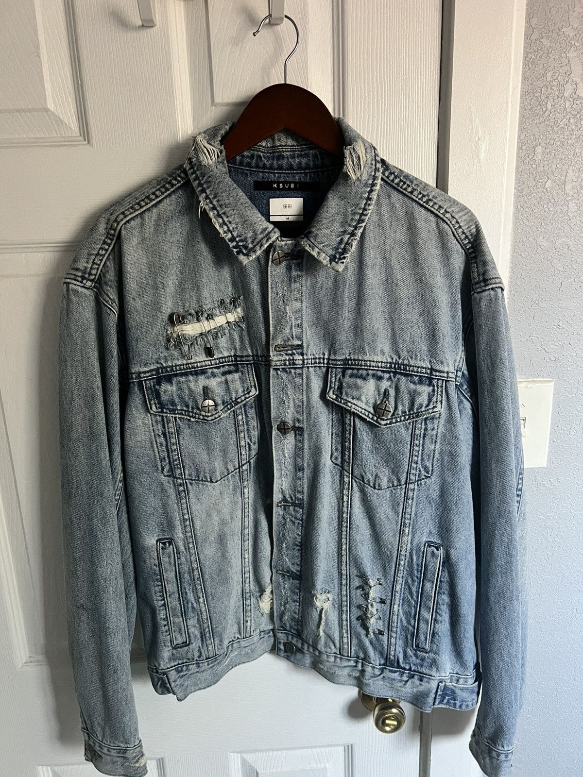 Ksubi Pins Punk Distressed Denim Jacket Size US M / EU 48-50 / 2 - 1 Thumbnail