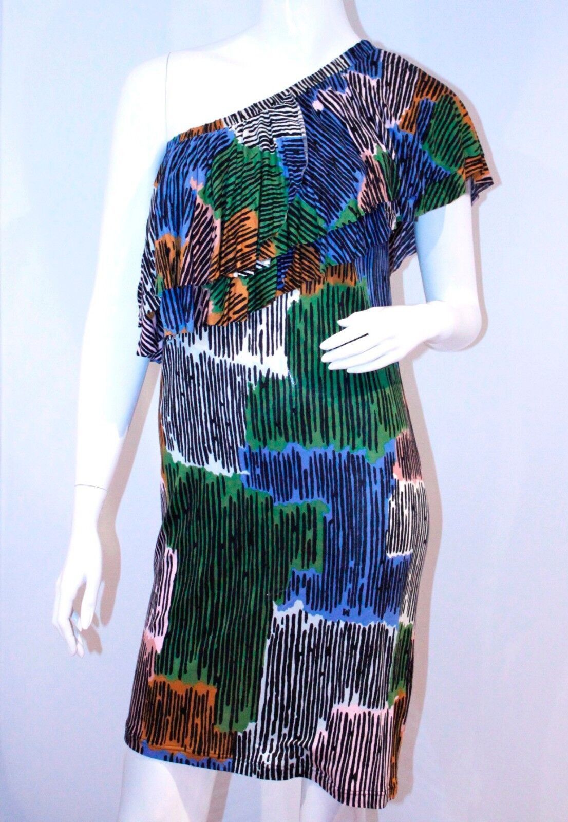 M by MISSONI Italy RUFFLED Top One SHOULDER Iconic DRESS $4