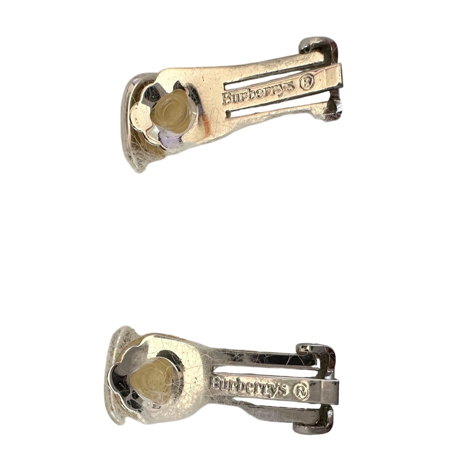 Burberry Burberry Silver and Maroon Nova Check Clip On Earrings Size ONE SIZE - 11 Thumbnail