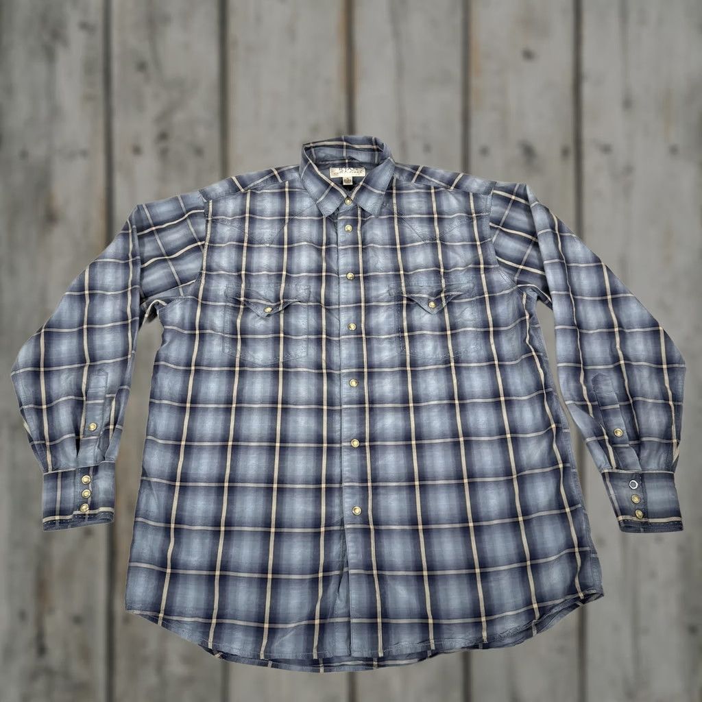 Vintage Ryan Michael Shirt Mens M Blue Plaid Western Pearl Snap Silk Cowboy Work Size US M / EU 48-50 / 2 - 1 Thumbnail