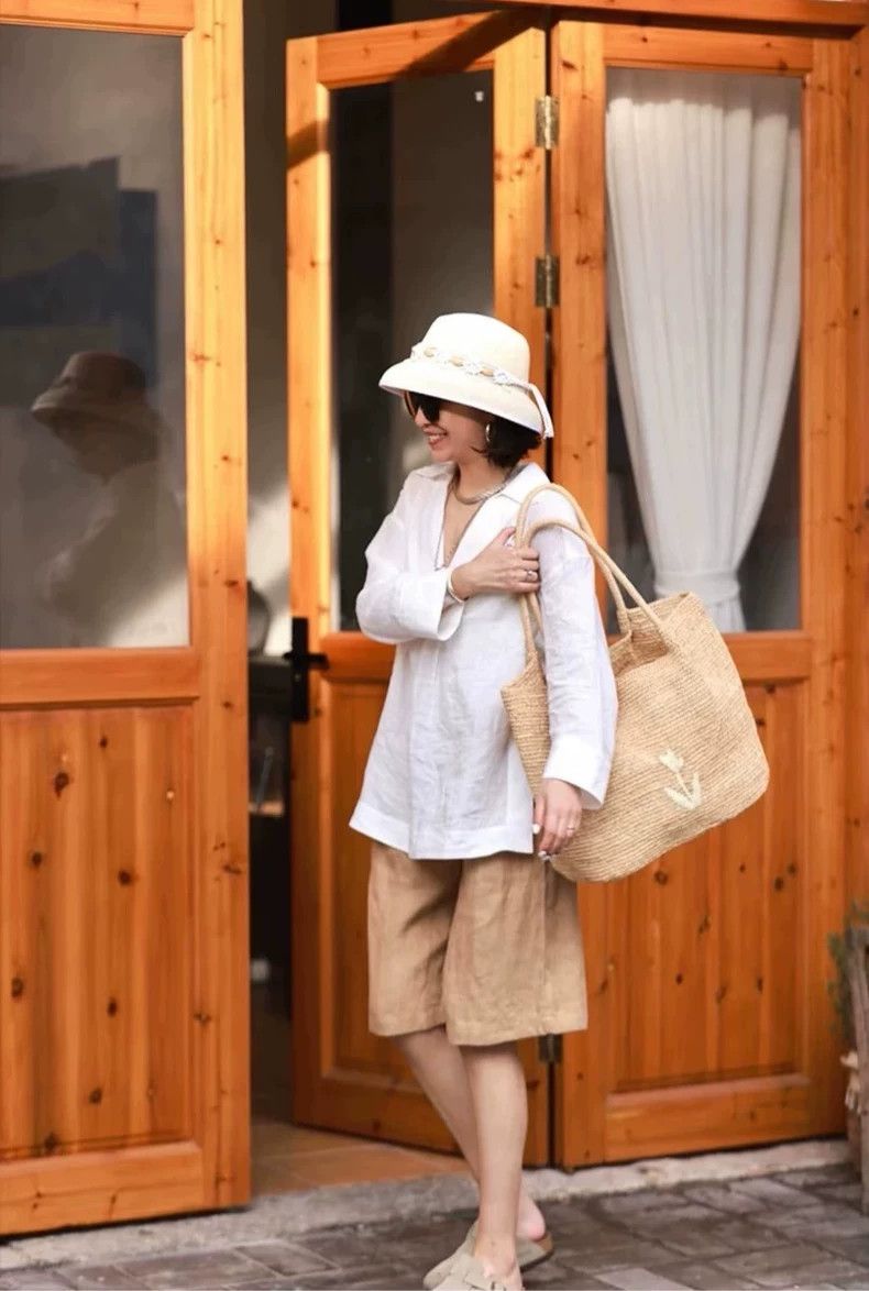 LORO PIANA White linen top