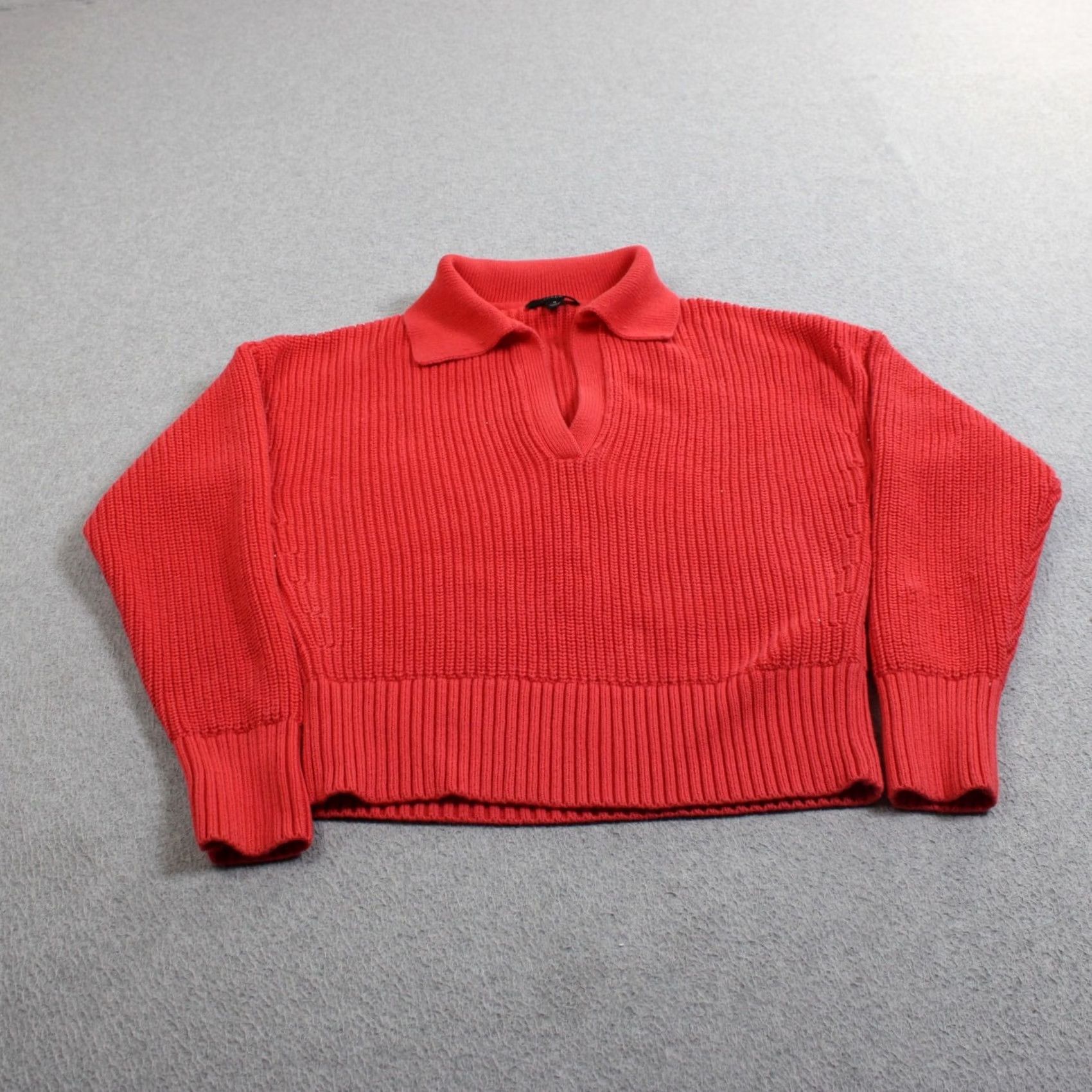 J.Crew J.CREW Womens Regular S Red Chunky Knit Pullover Sweater Size S / US 4 / IT 40 - 2 Thumbnail