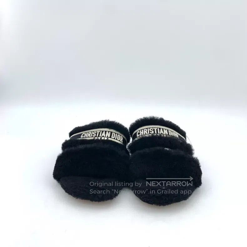 Dior Dior 22 Chez Moi Black Wool Casual Flat Plush Slippers Size US 4.5 / IT 34.5 - 3 Thumbnail