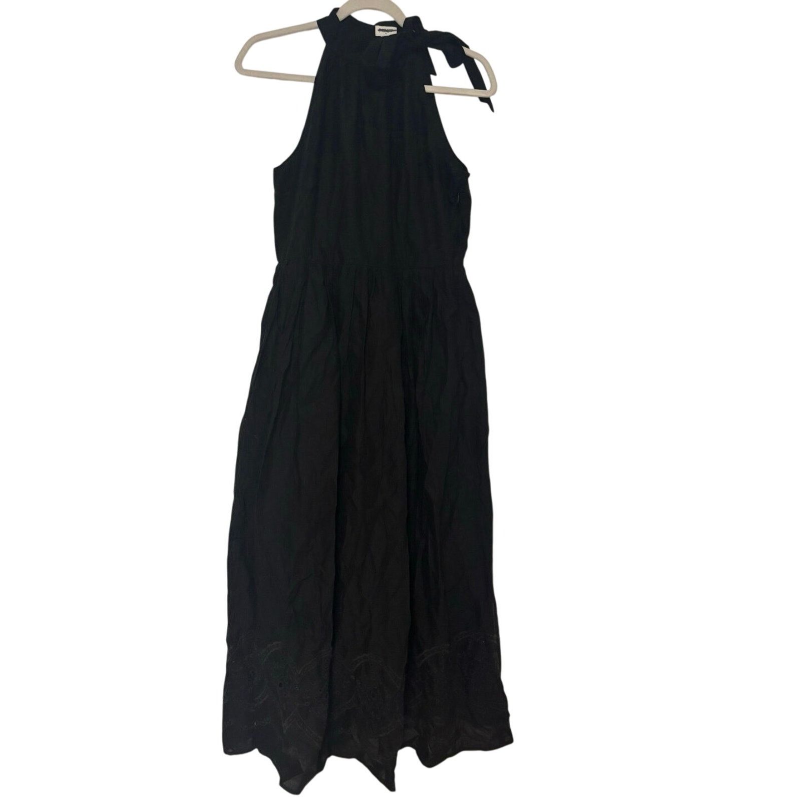 J.Crew NWT J.Crew Tie Neck Midi Dress With Eyelet Black Size 10 Size L / US 10 / IT 46 - 4 Thumbnail